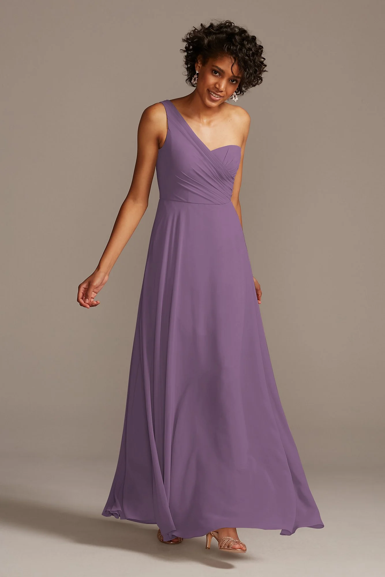 Full Skirt Dress with One Shoulder - Image 99