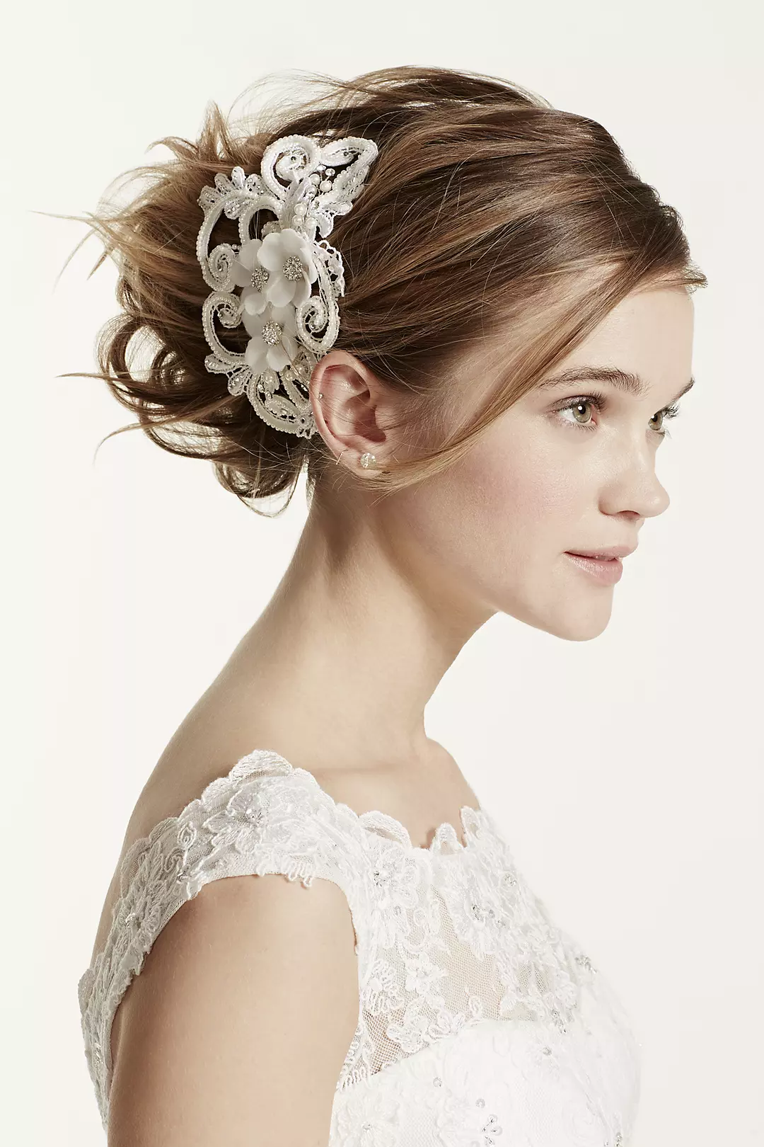 Galina Swirl and Pearl Coordinated Flower Clip - Image 2