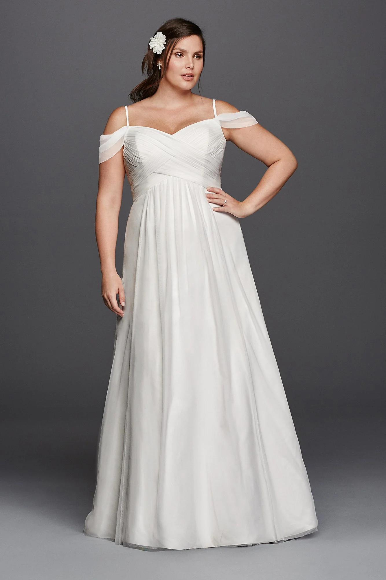 Tulle A-line Wedding Dress with Swag Sleeves - Image 5
