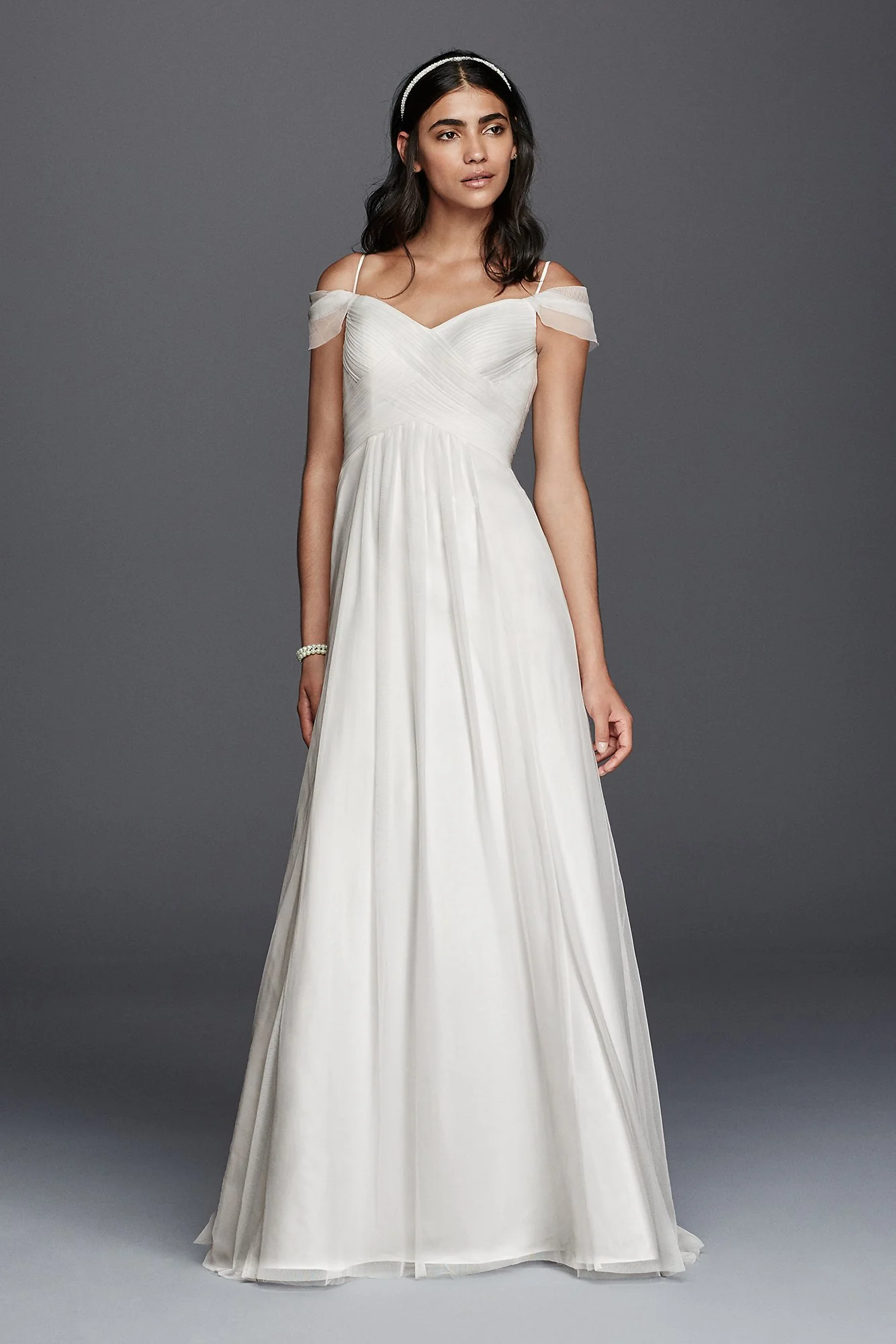 Tulle A-line Wedding Dress with Swag Sleeves - Image 7