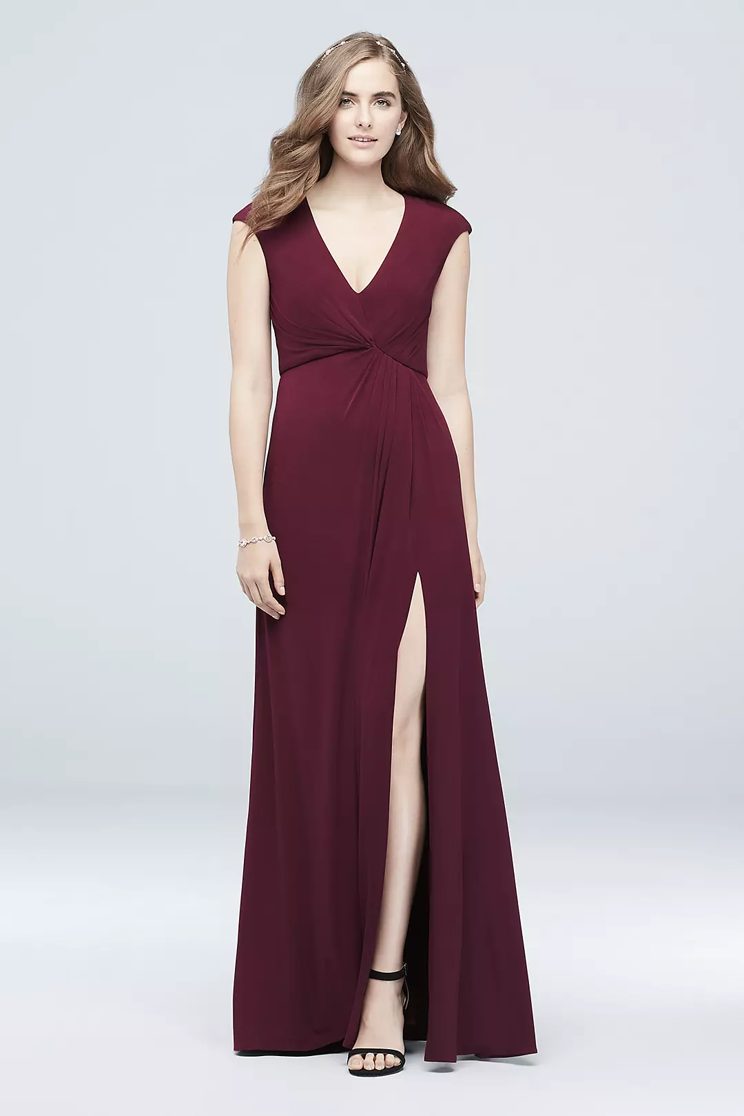 Gathered Jersey V-Neck Dress with Keyhole Back - Image 5
