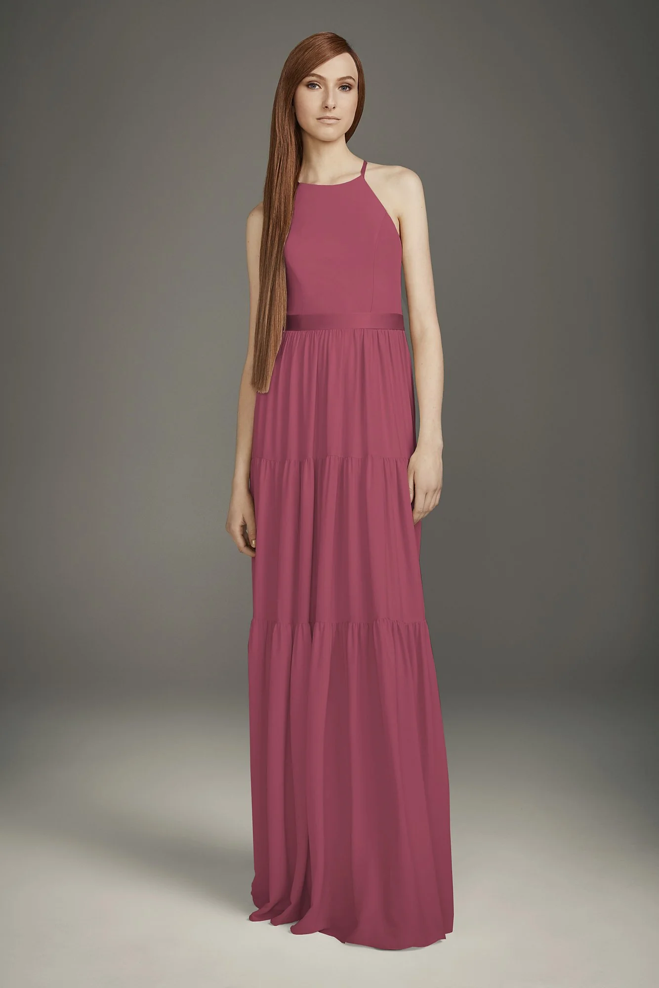 Georgette Bridesmaid Dress with Peasant Skirt - Image 2