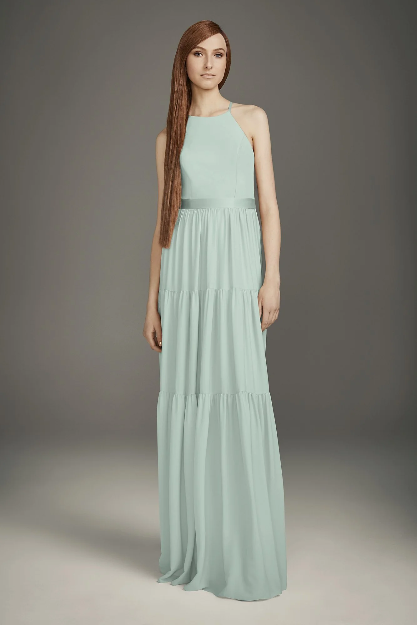 Georgette Bridesmaid Dress with Peasant Skirt - Image 24