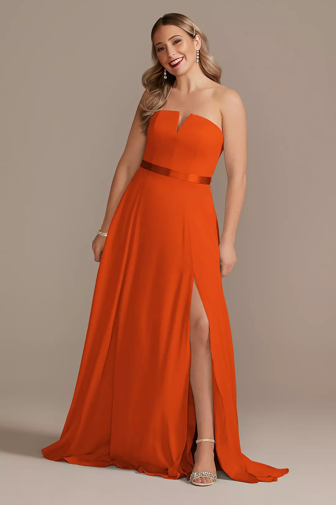 Georgette V-Wire Bridesmaid Dress with Corset Back - Image 24
