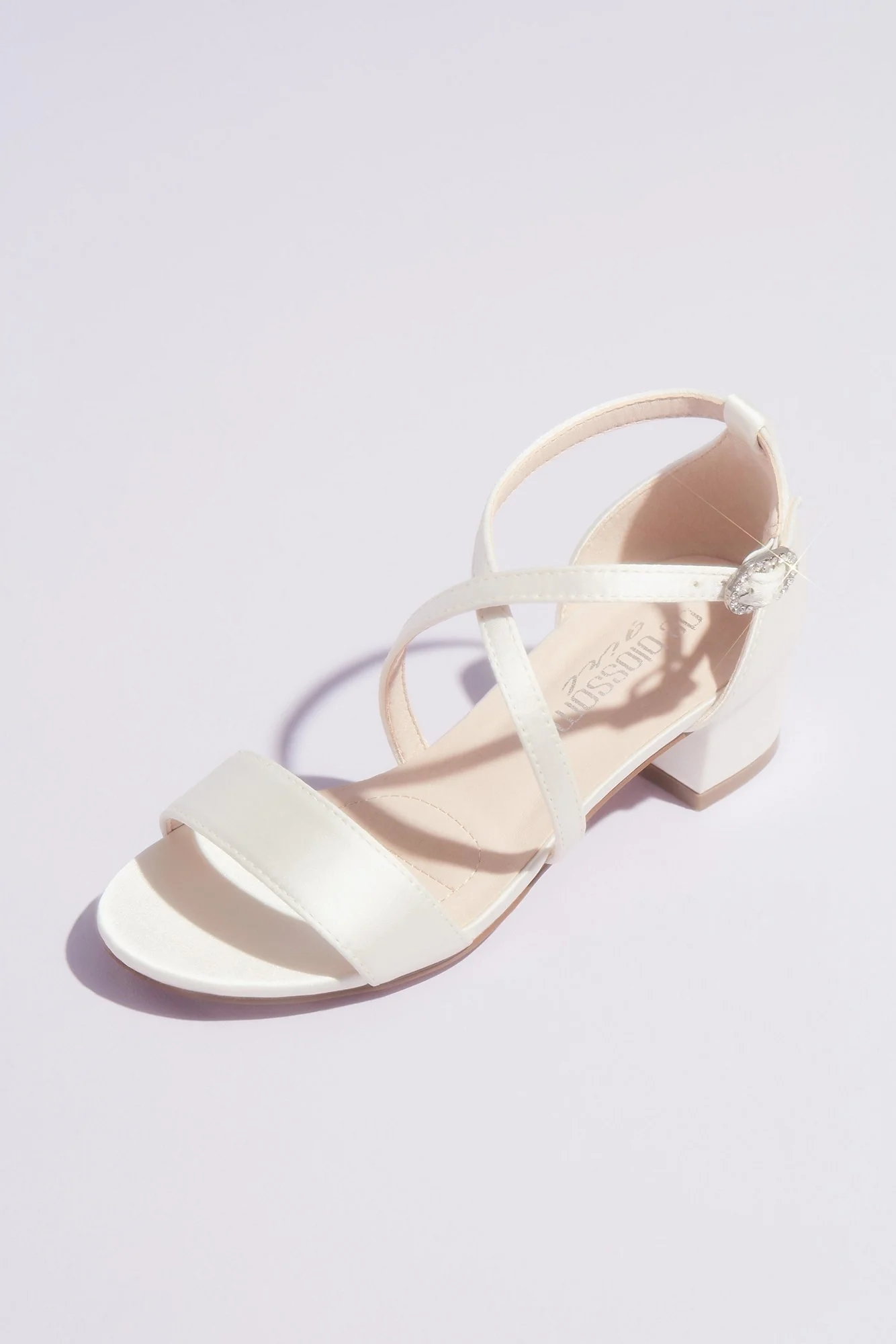 Girls Block Heel Sandals with Crossing Vamp Straps
