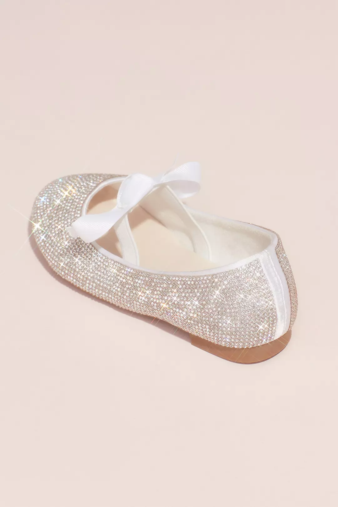 Girls Crystal Ballet Flats with Ribbon Bow - Image 4