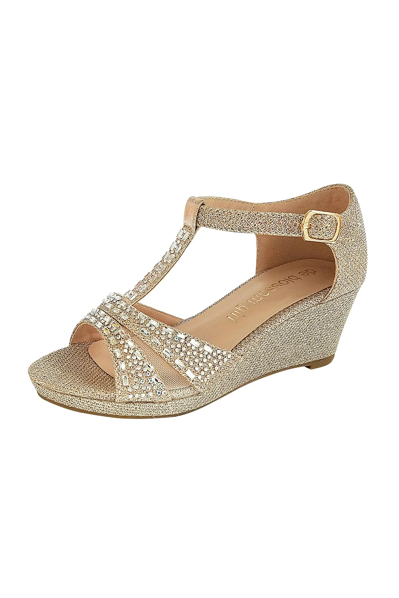 Girls Embellished Sparkle T-Strap Wedges - Image 2