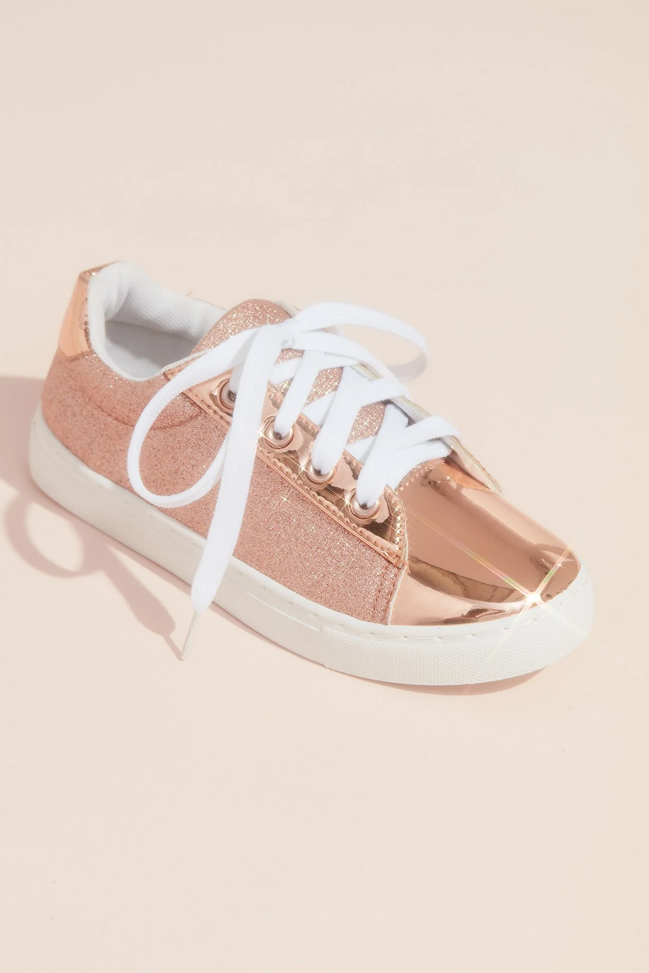 Girls Glitter Sneakers with Metallic Cap Toe - Image 2