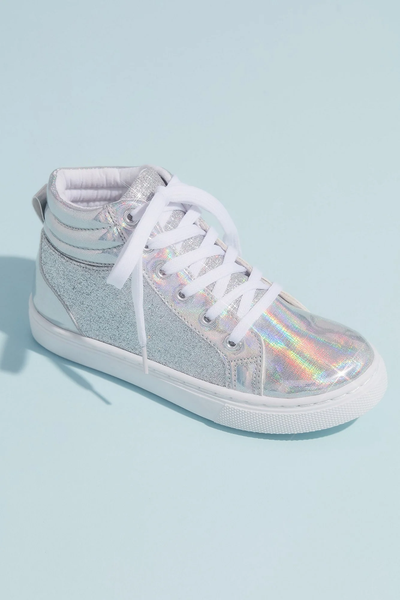 Girls High Top Glitter Metallic Sneakers