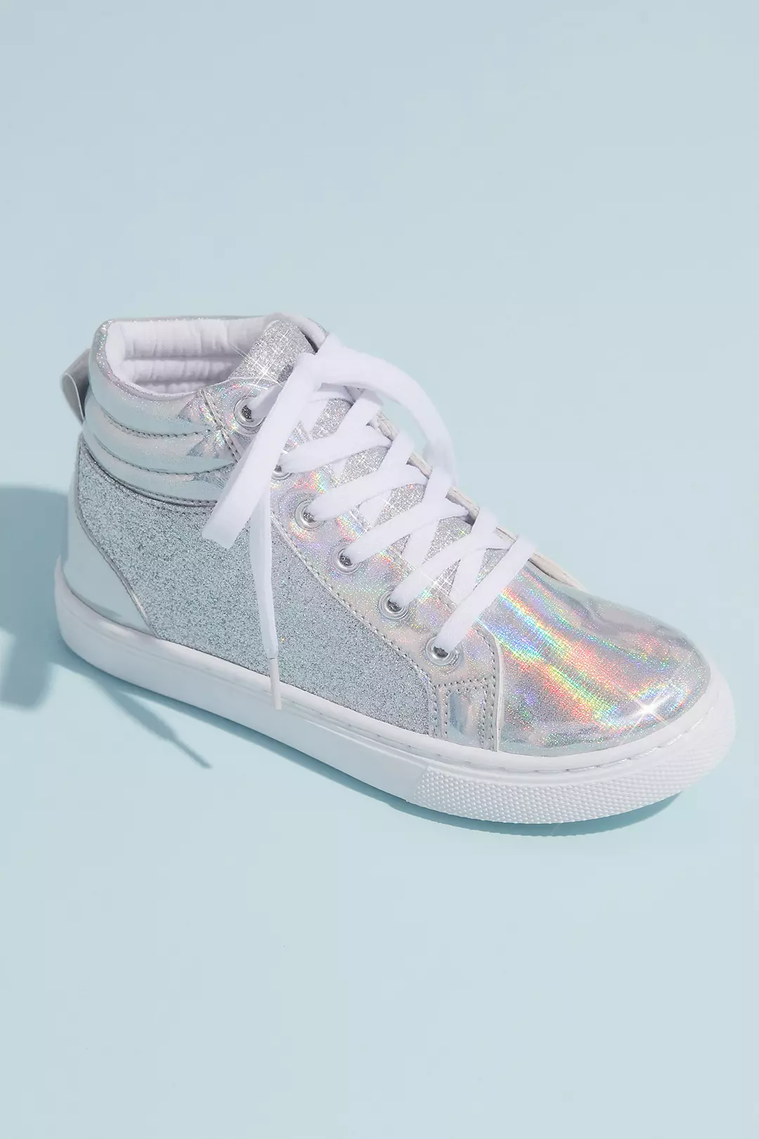 Girls High Top Glitter Metallic Sneakers - Image 2
