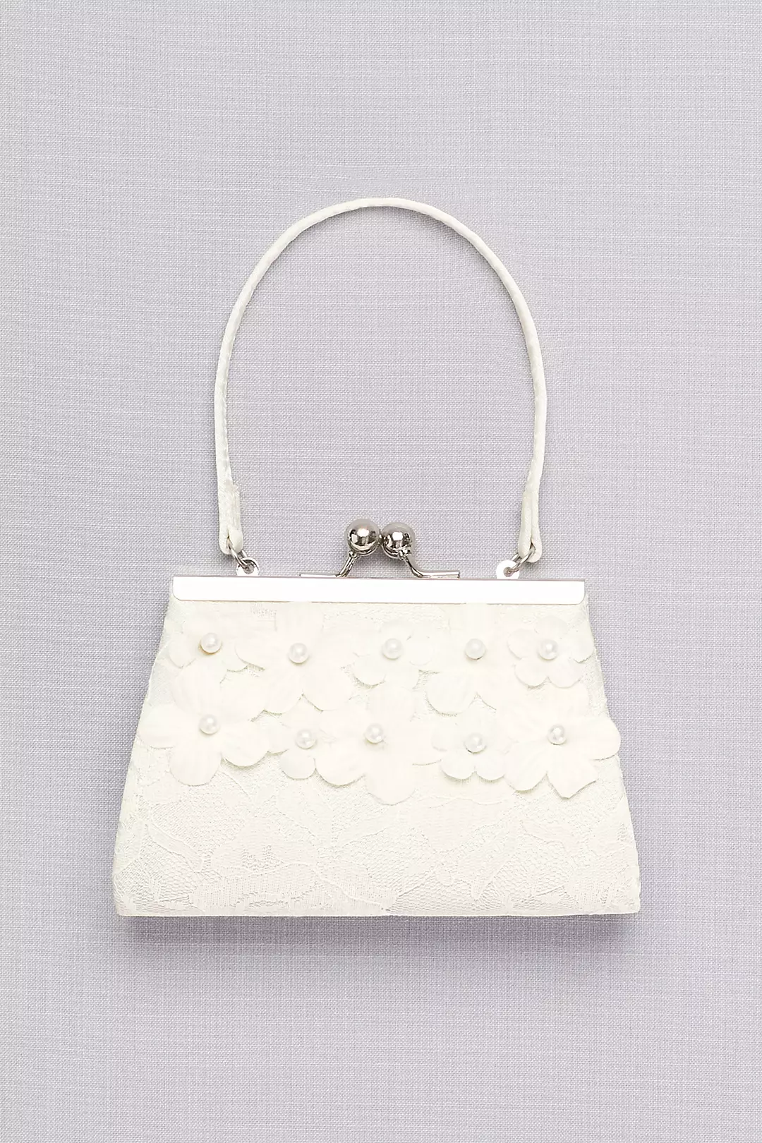Girls Lace Purse with 3D Pearl Flowers - Image 2