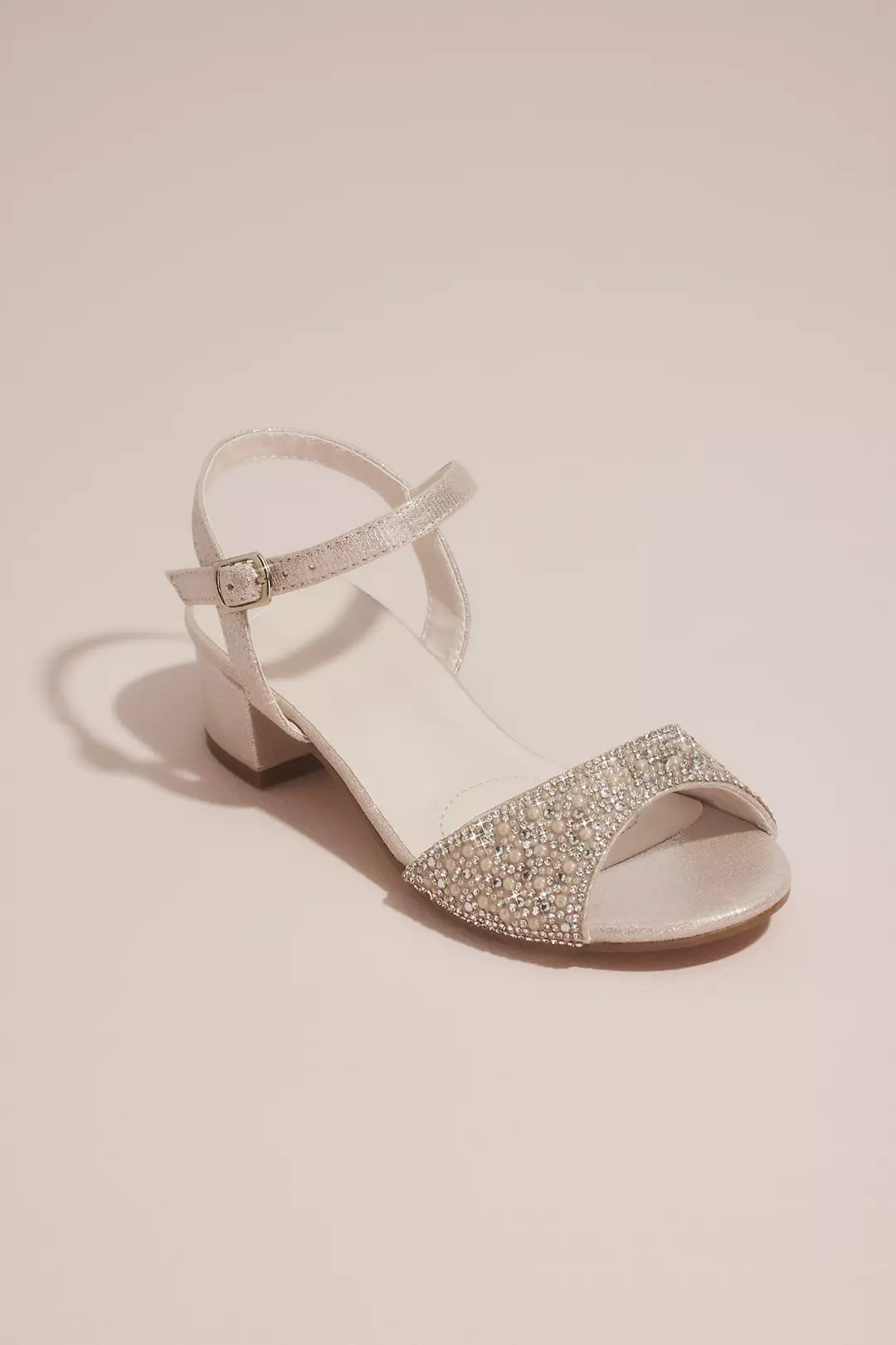 Girls Pearl Beaded Metallic Low-Heel Sandals - Image 4