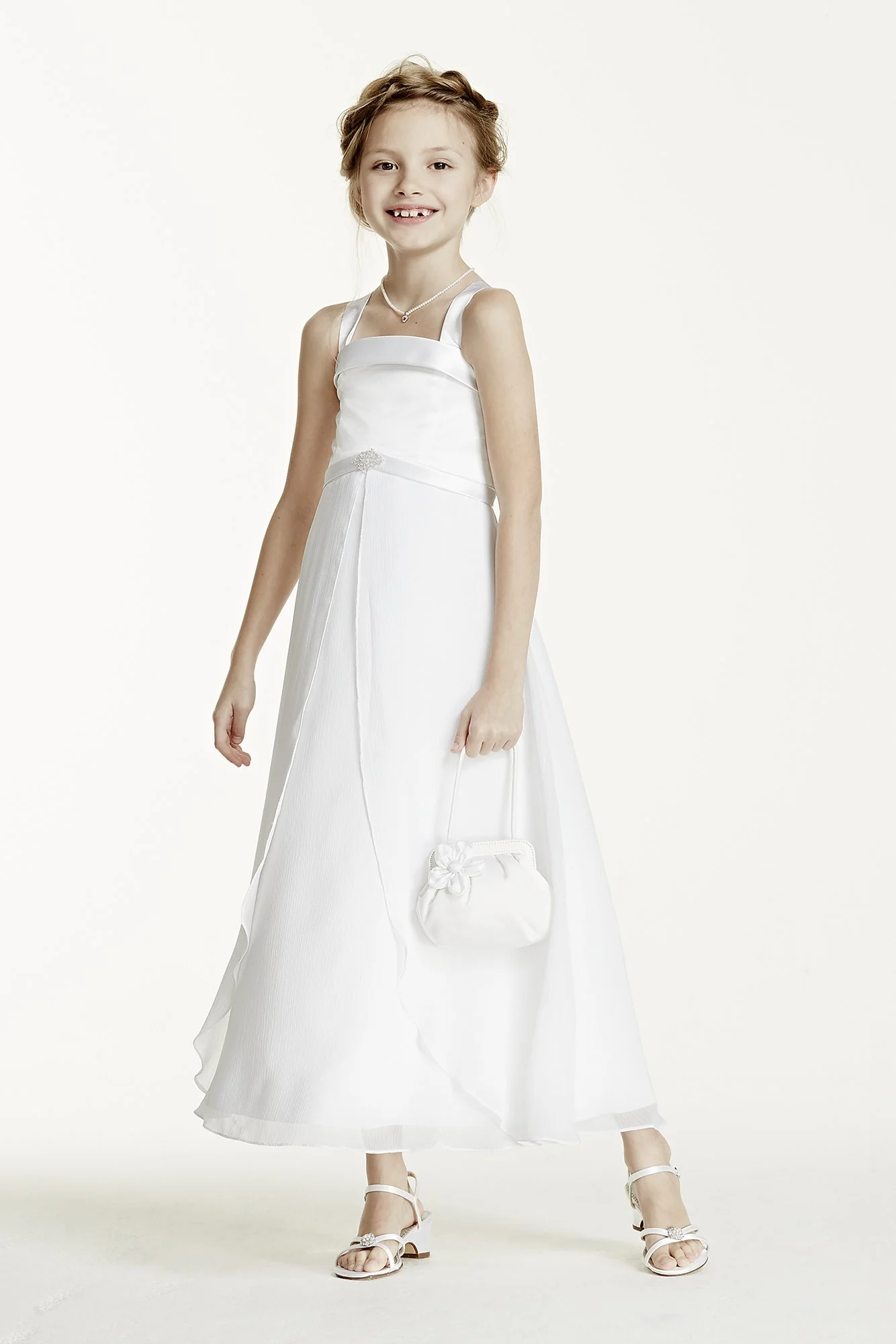 Girl's Special Occasion Dress with Brooch Detail - Image 2