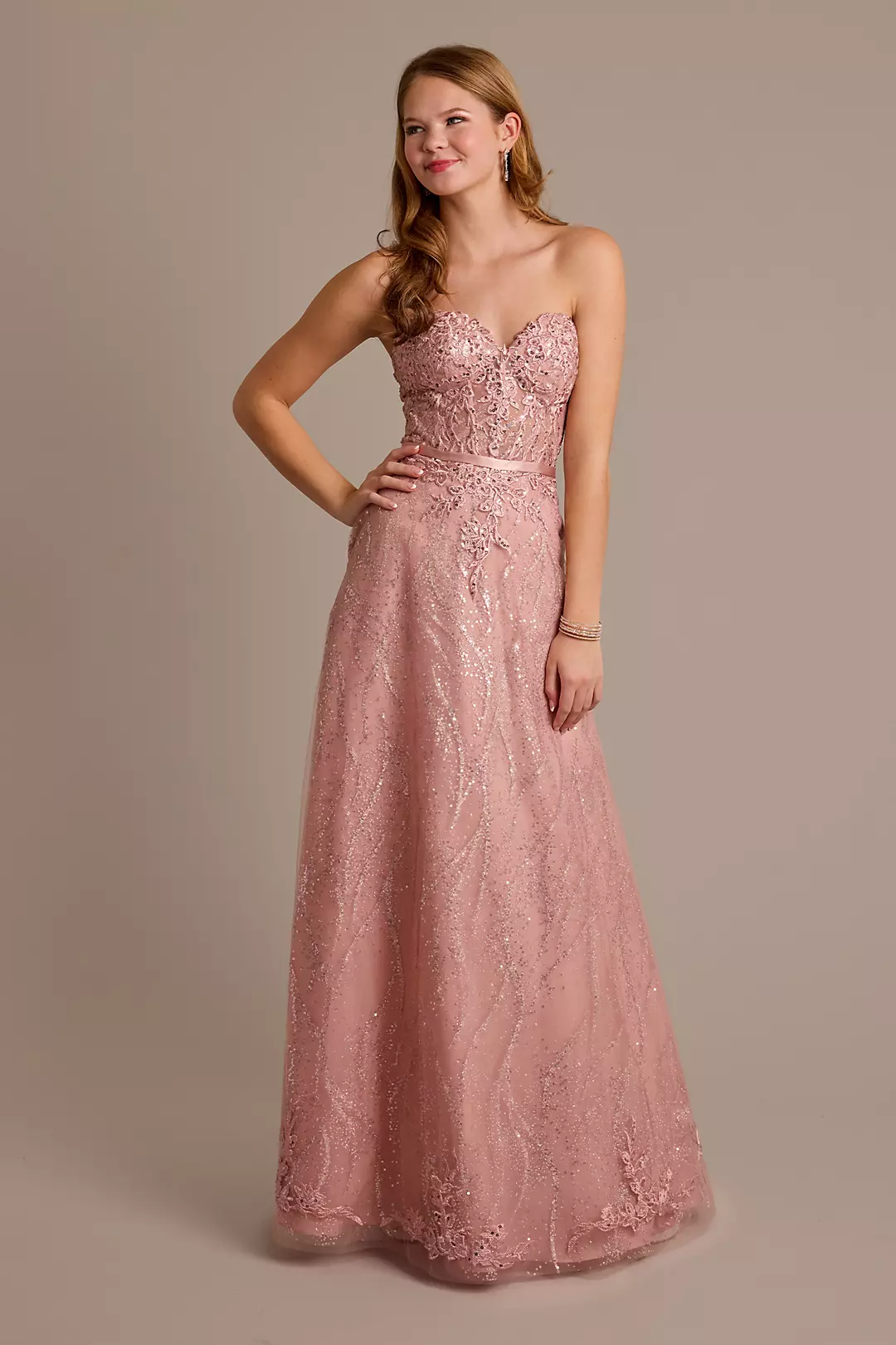 Glitter Applique Corset Ball Gown - Image 2