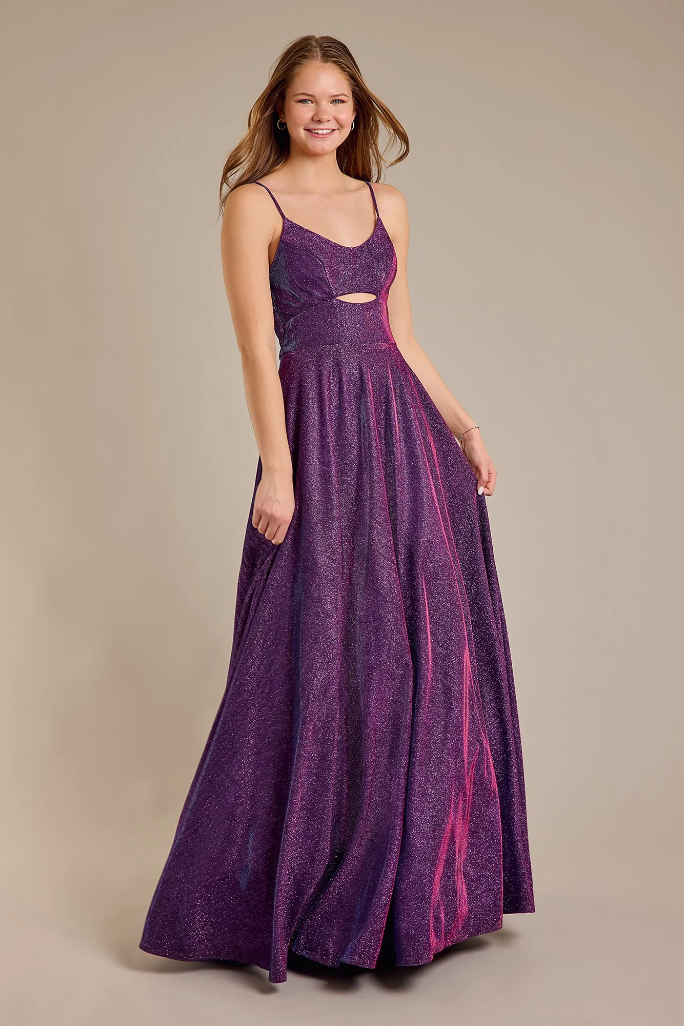 Glitter Ball Gown with Bodice Cutout
