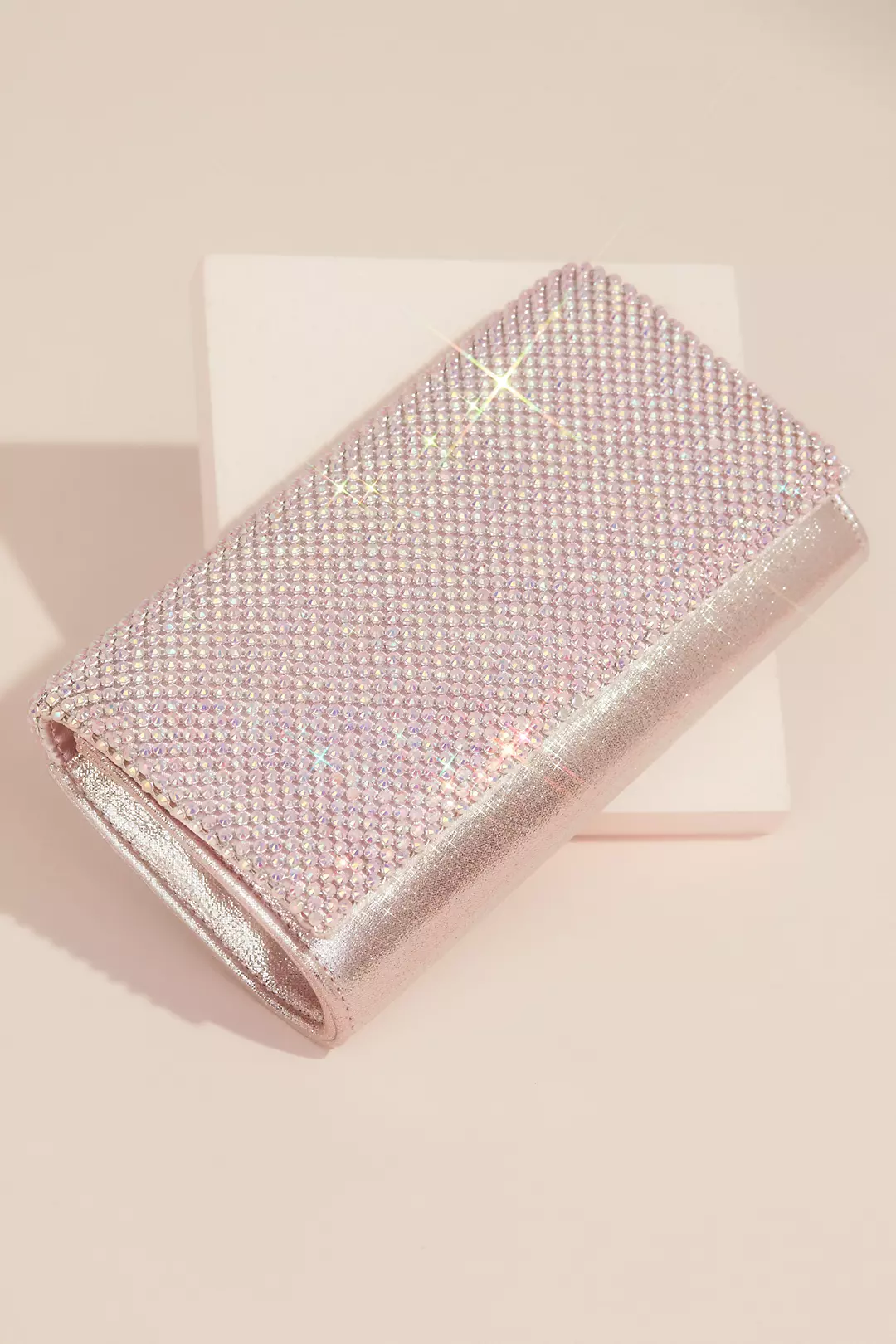 Glitter Clutch Handbag with Crystal Mesh Fold - Image 2