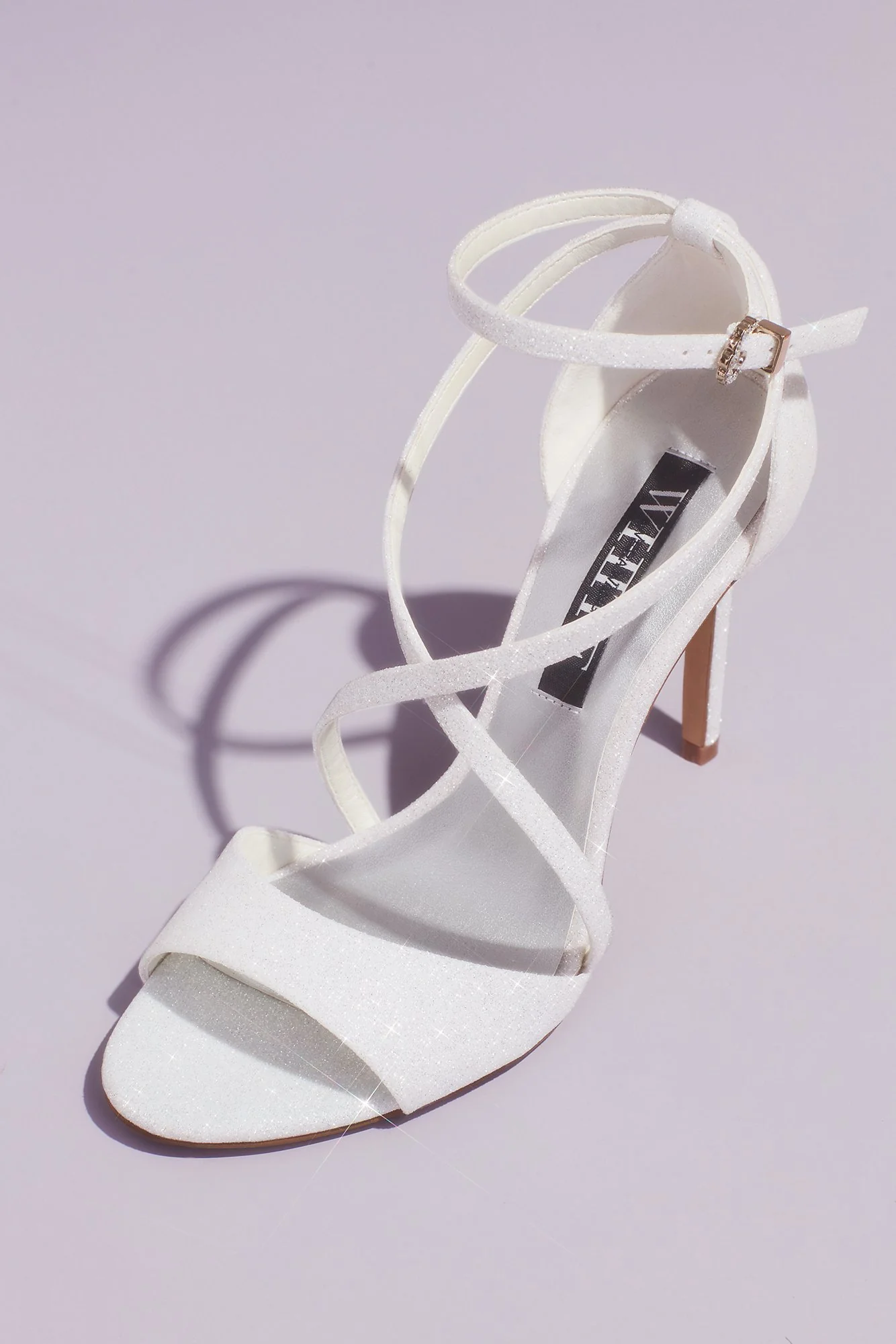 Glitter Crisscross Heeled Sandals with Ankle Wrap - Image 3