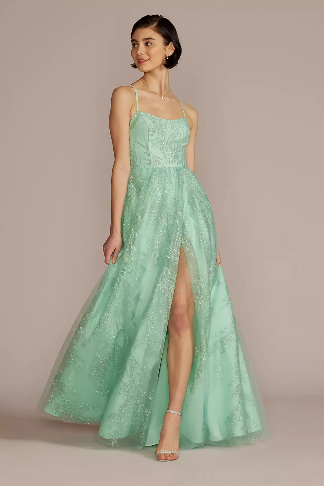 Glitter Embellished A-Line Prom Dress - Image 2