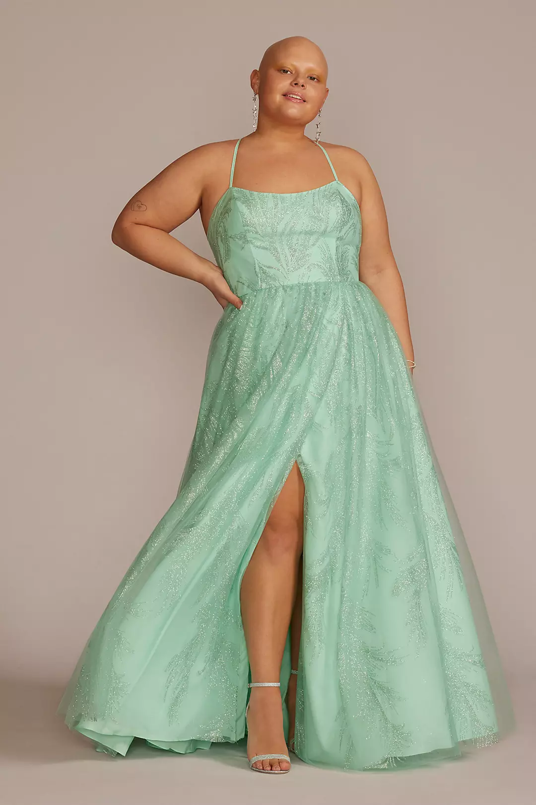 Glitter Embellished A-Line Prom Dress - Image 3