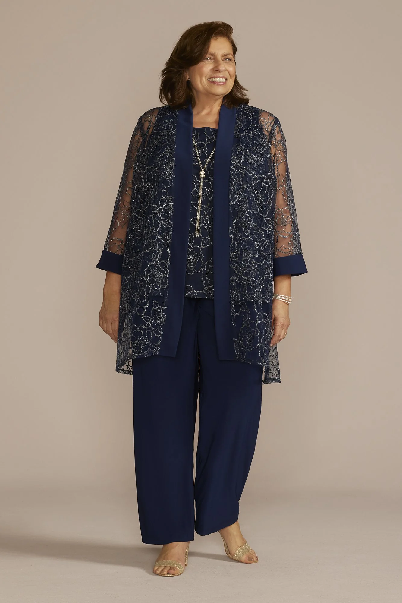 Glitter Floral and Jersey Pantsuit