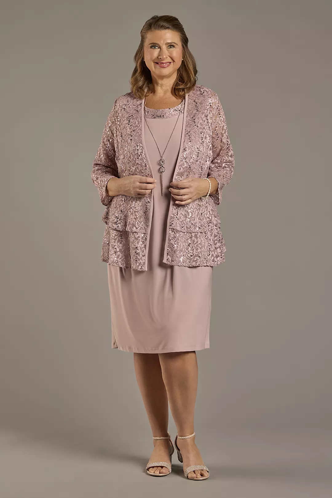 Glitter Jacket Dress with Necklace - Image 10