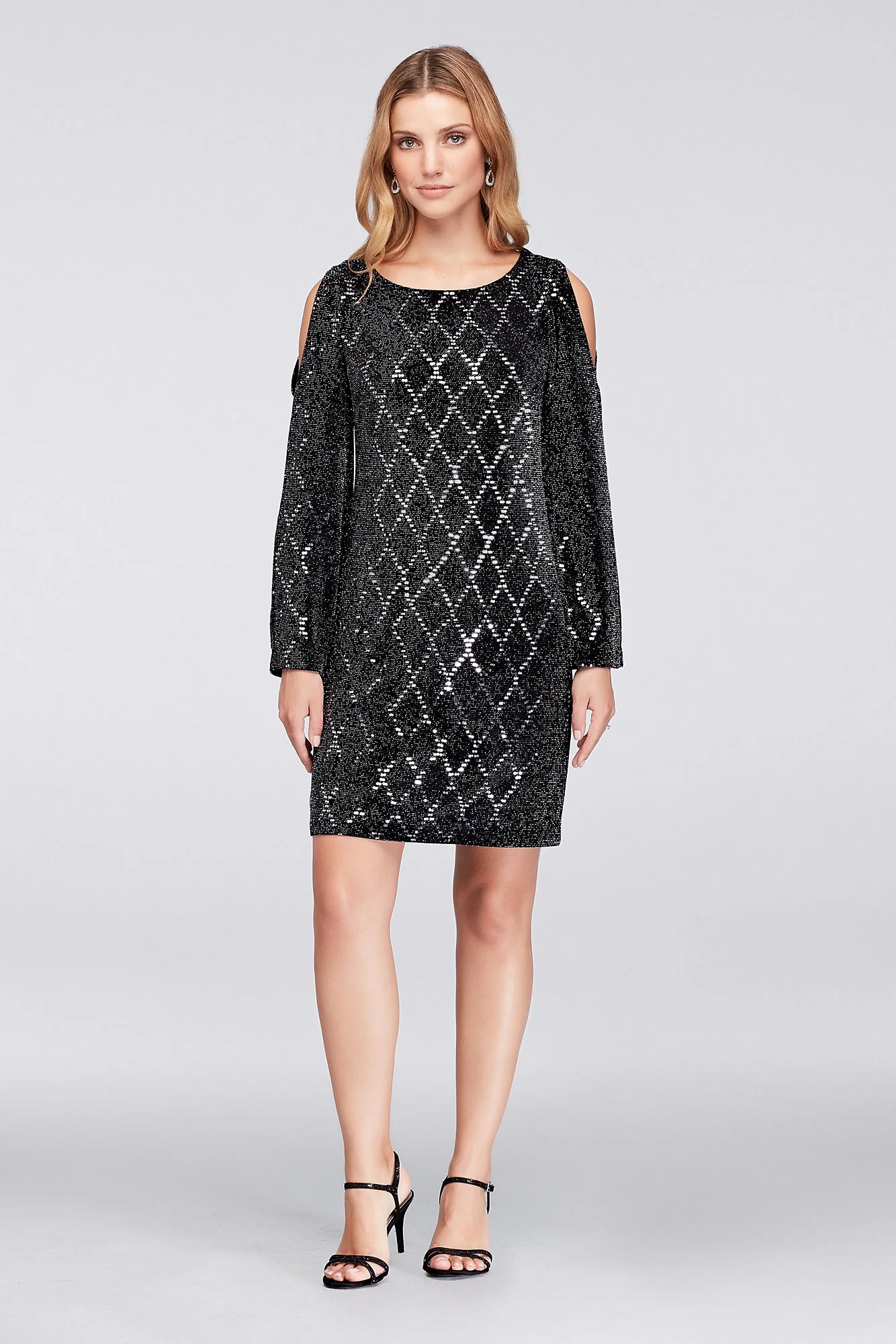 Glitter Jersey Cold-Shoulder Shift Dress - Image 3