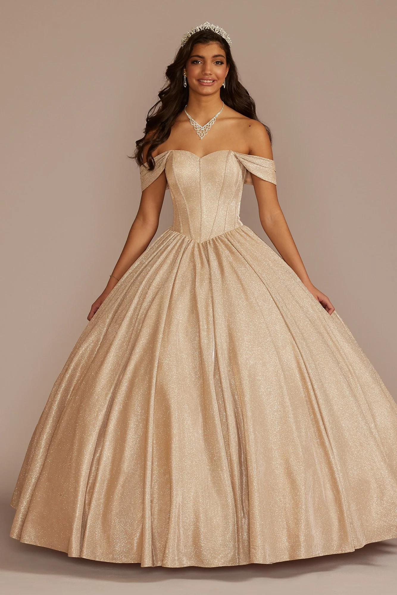Glitter Knit Corset Quince Ball Gown - Image 5