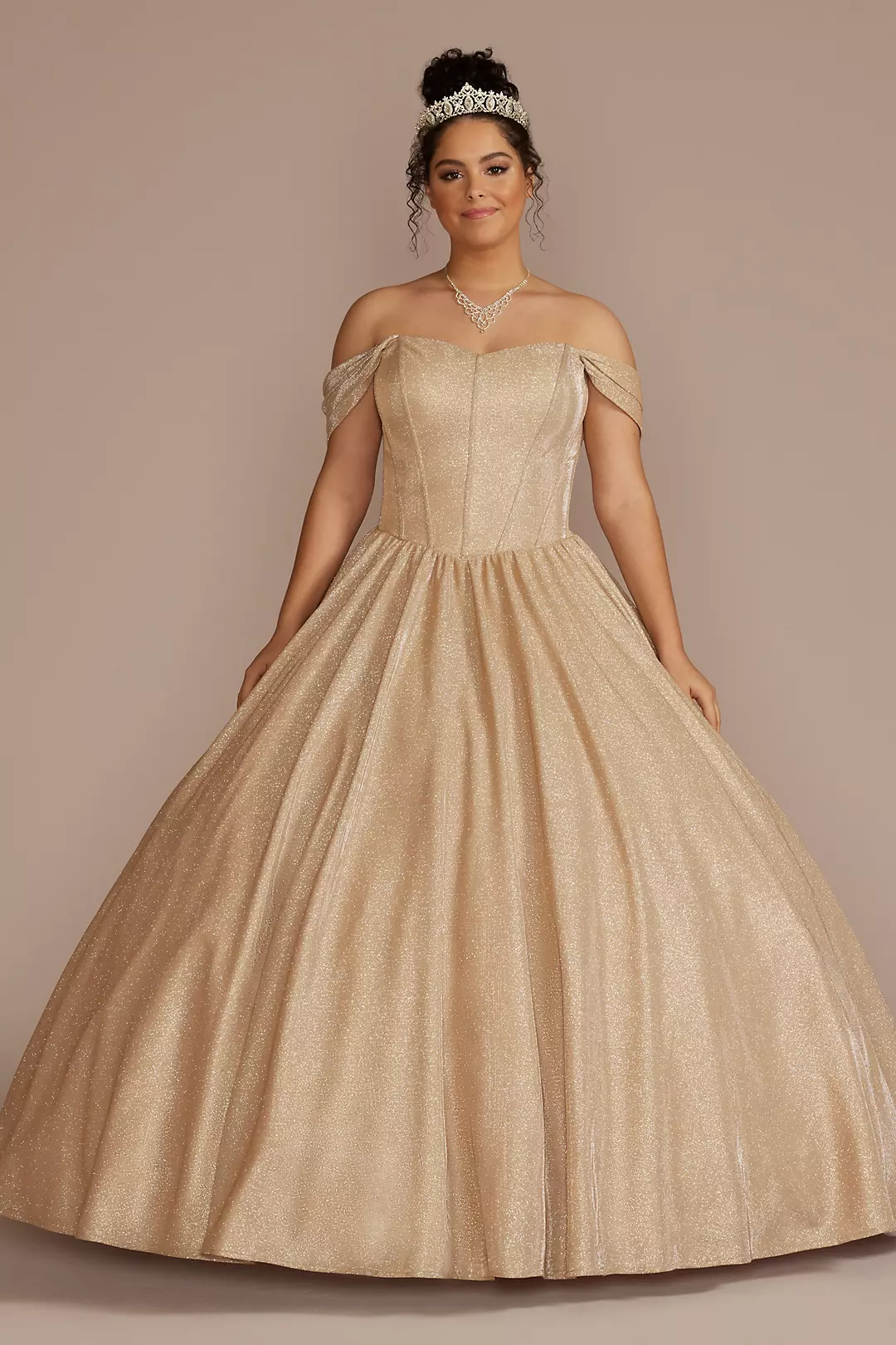 Glitter Knit Corset Quince Ball Gown - Image 6