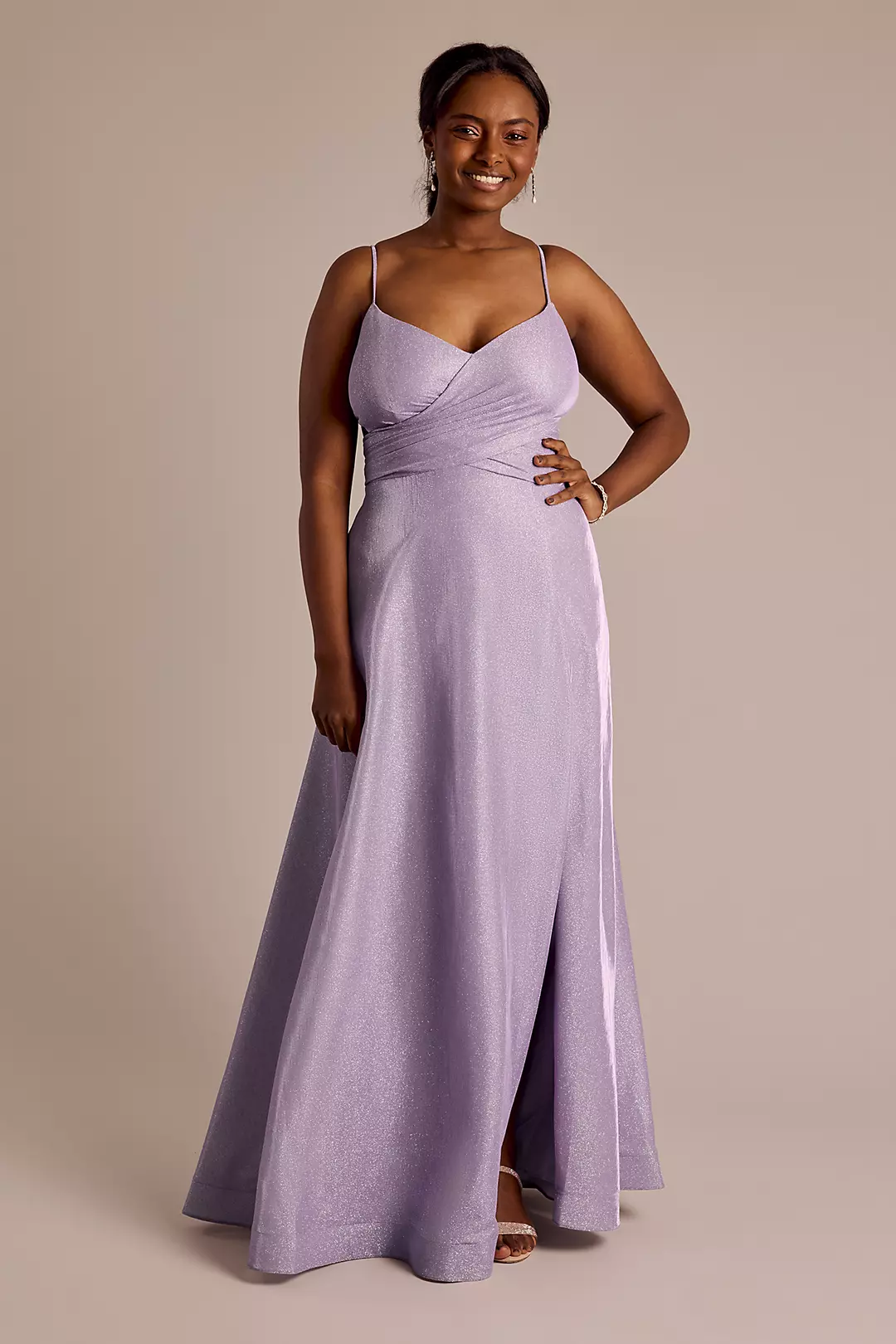 Glitter Knit Crisscross Bodice A-Line Dress