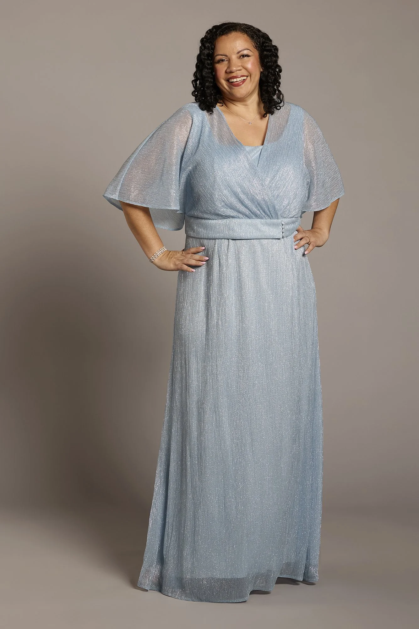Glitter Knit Slim A-Line Long Jacket Dress