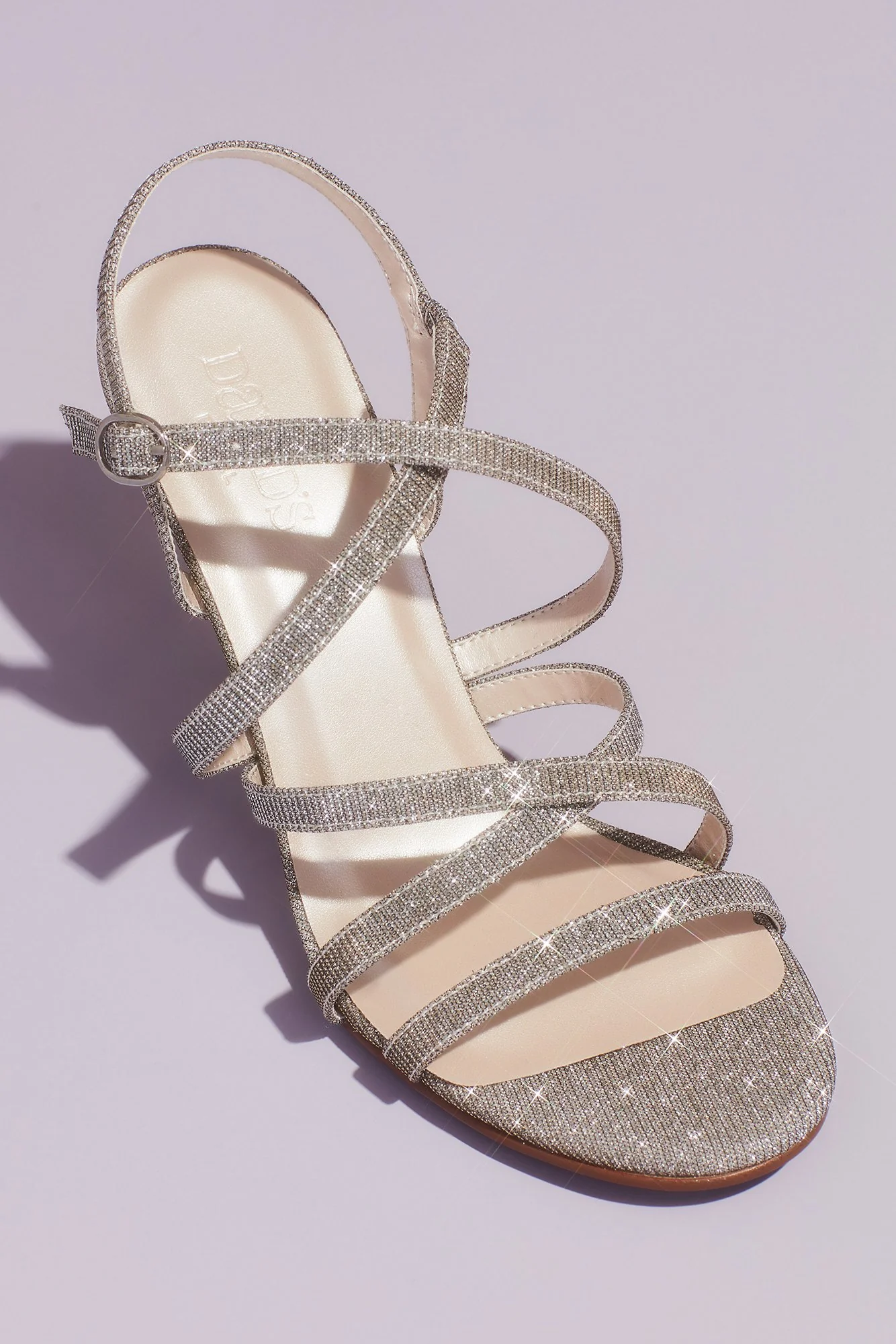Glitter Knit Strappy Heeled Sandals