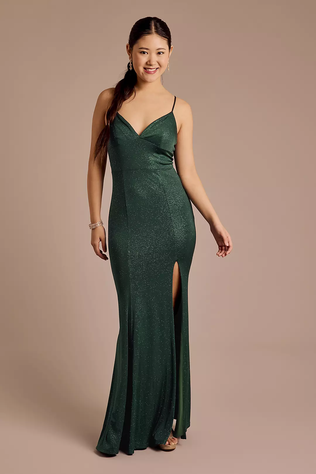 Glitter Knit V-Neck Mermaid Dress - Image 2