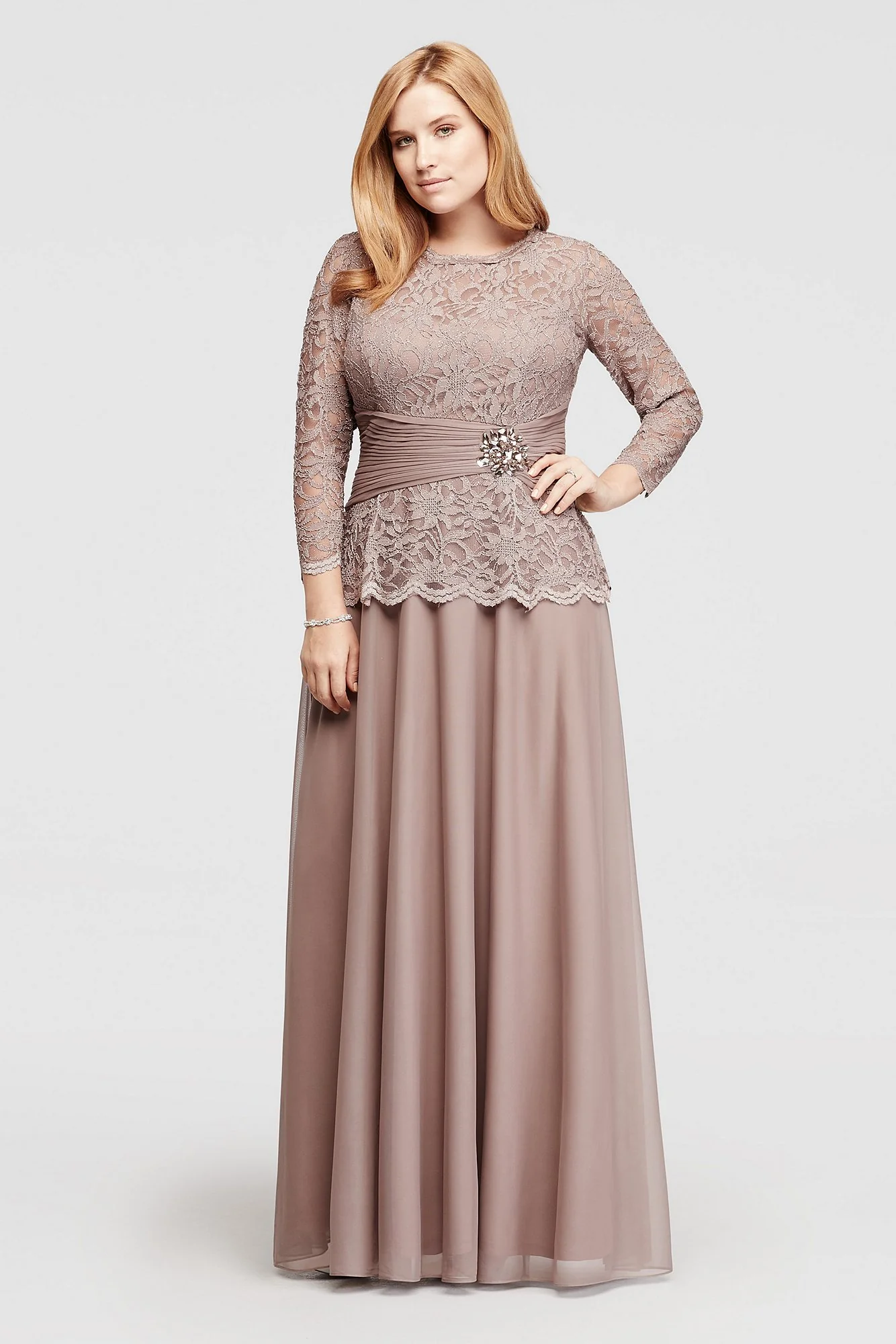 Glitter Lace and Mesh Long Sleeve Dress - Image 4