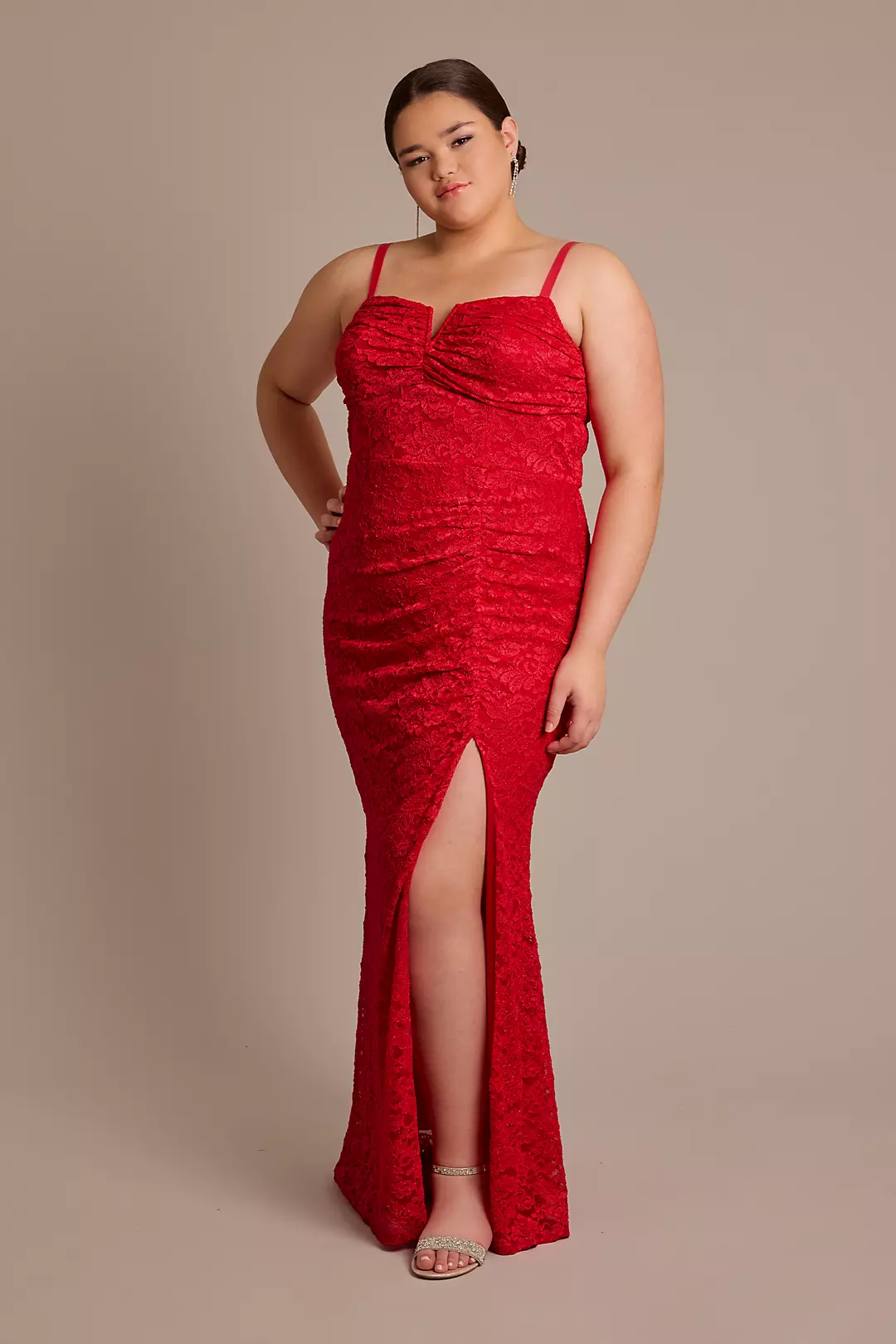 Glitter Lace Ruched Sheath Dress - Image 2