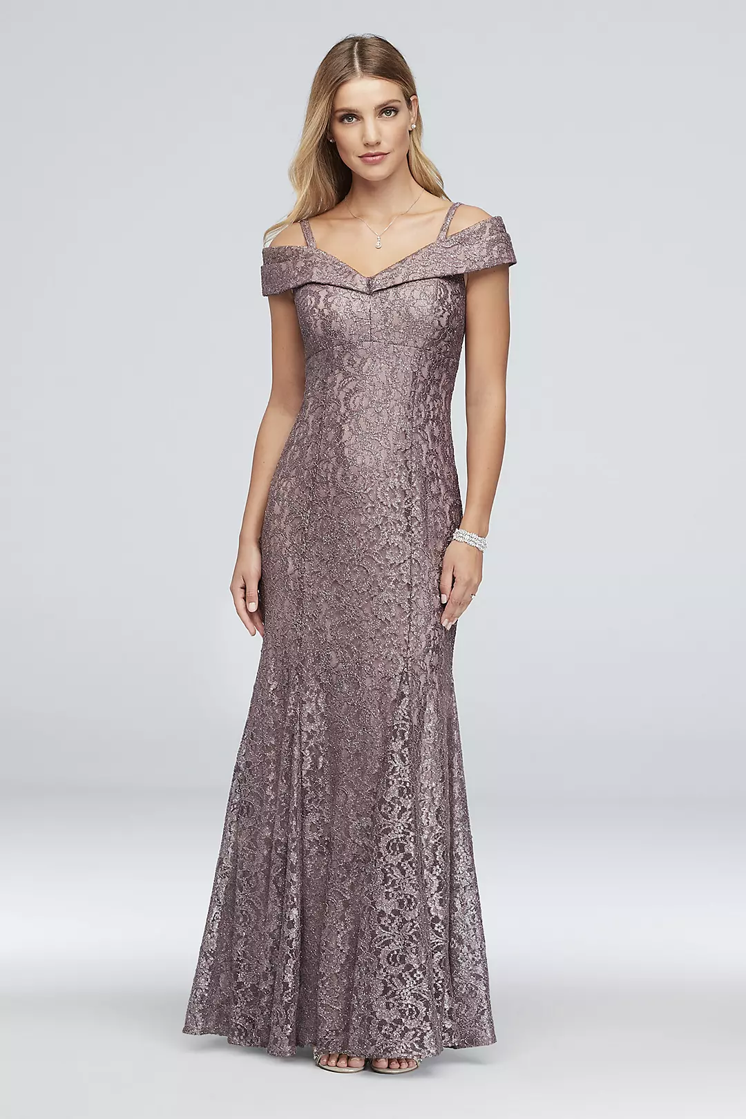 Glitter LaceCold-Shoulder Mermaid Dress - Image 12