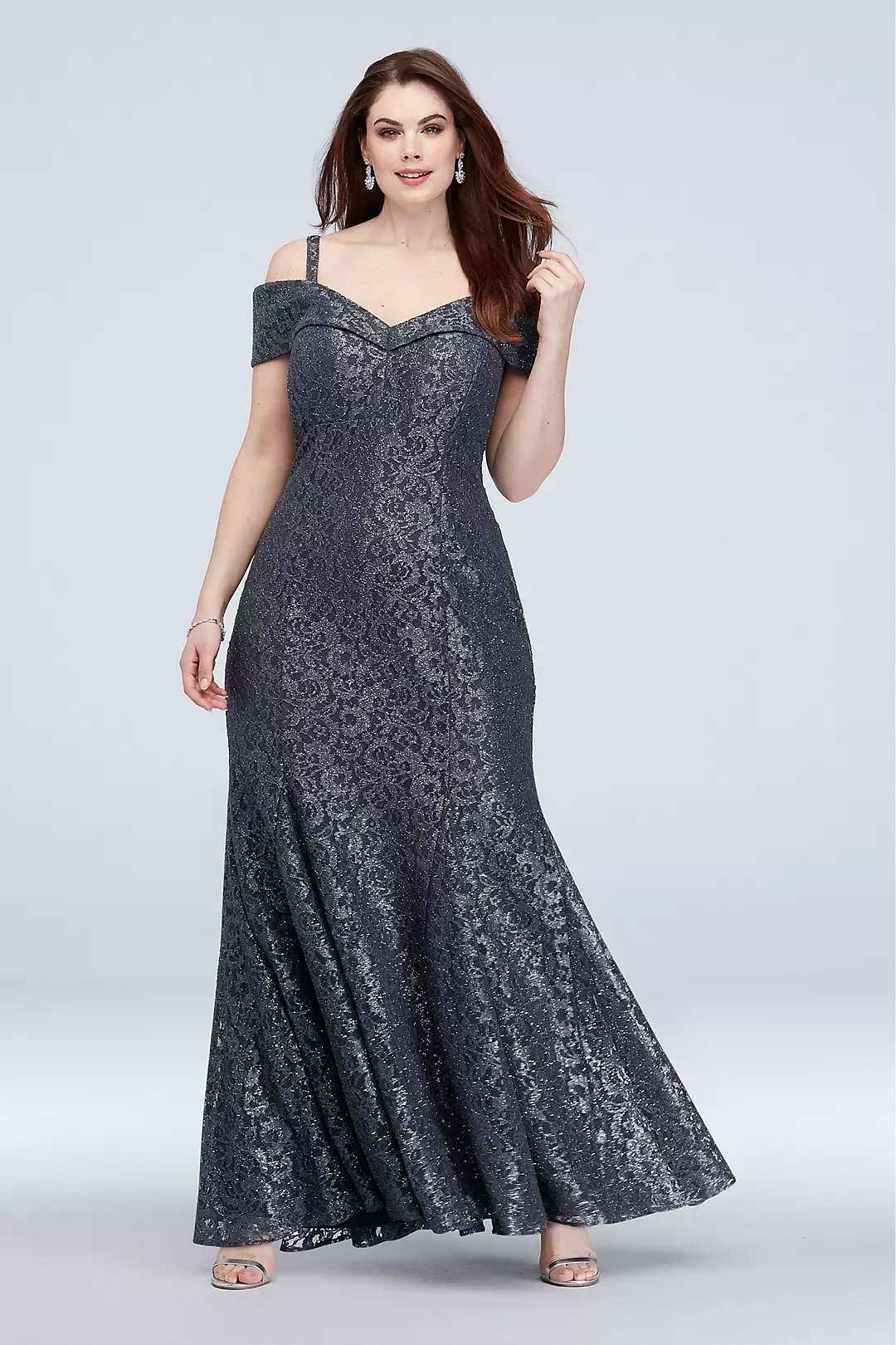 Glitter LaceCold-Shoulder Mermaid Dress - Image 3