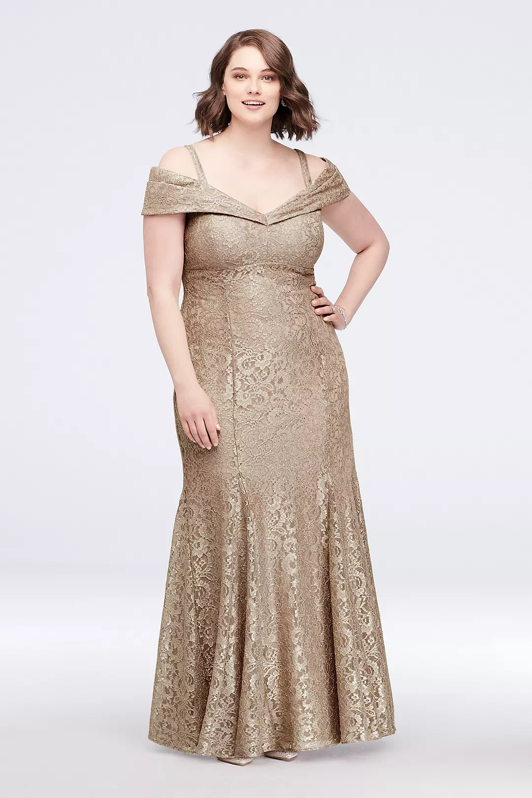 Glitter LaceCold-Shoulder Mermaid Dress - Image 5