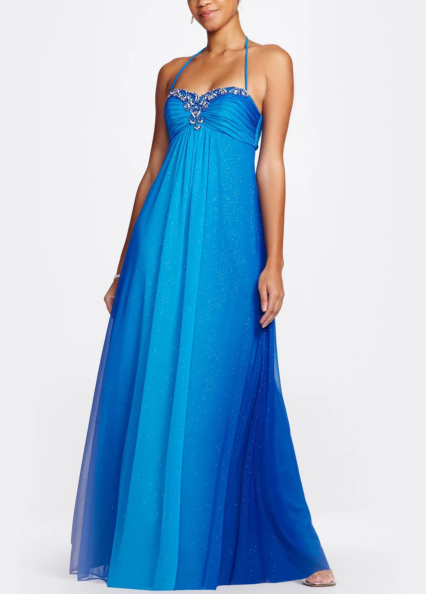 Glitter Ombre Halter Gown