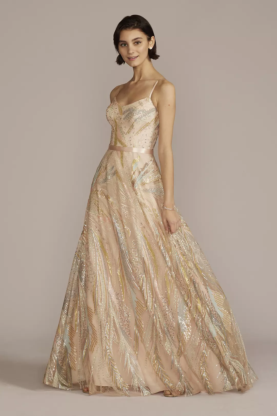 Glitter Patterned A-Line with Satin Waistband - Image 5