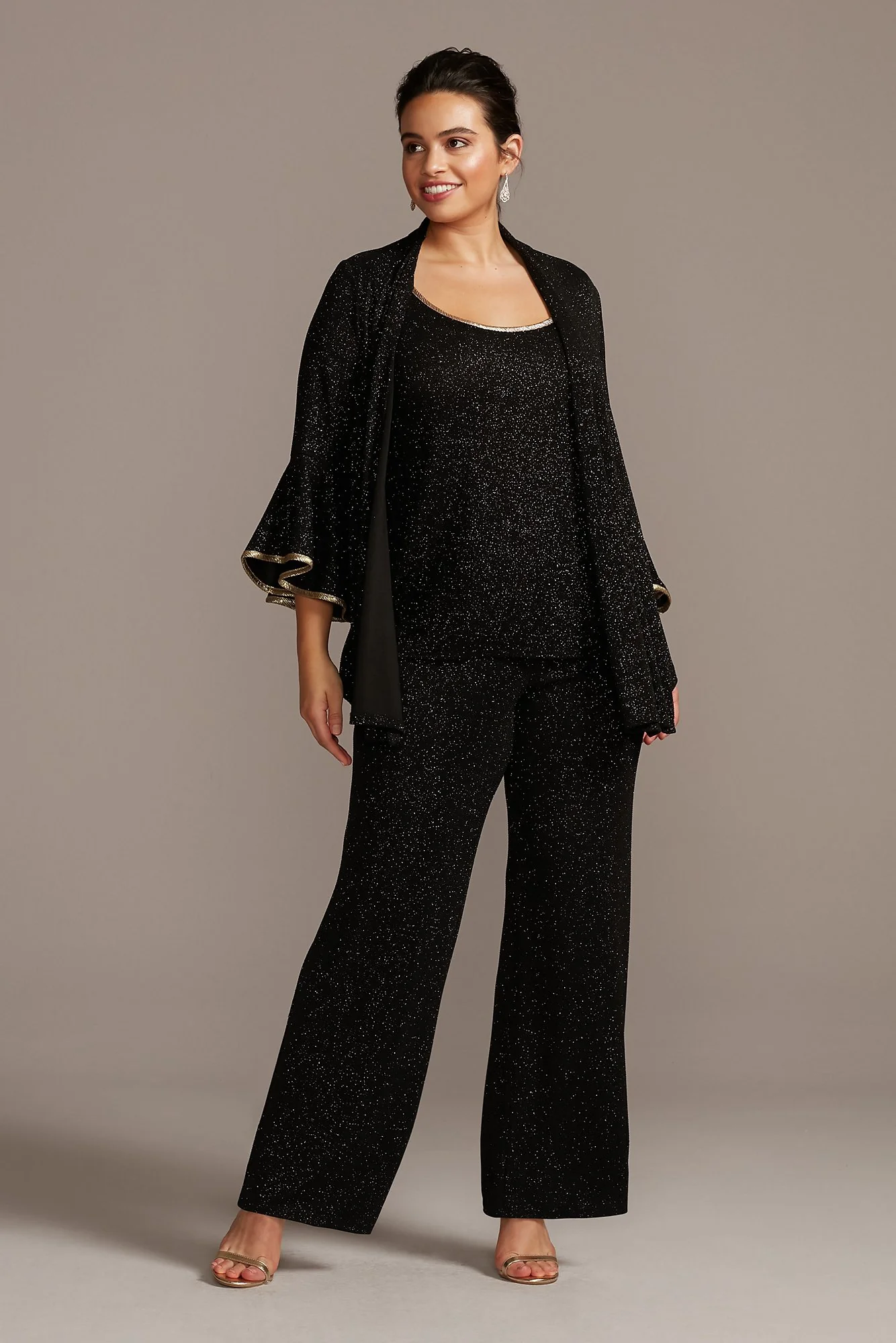 Glitter Stretch Three-Piece Set with Metallic Trim - Image 2
