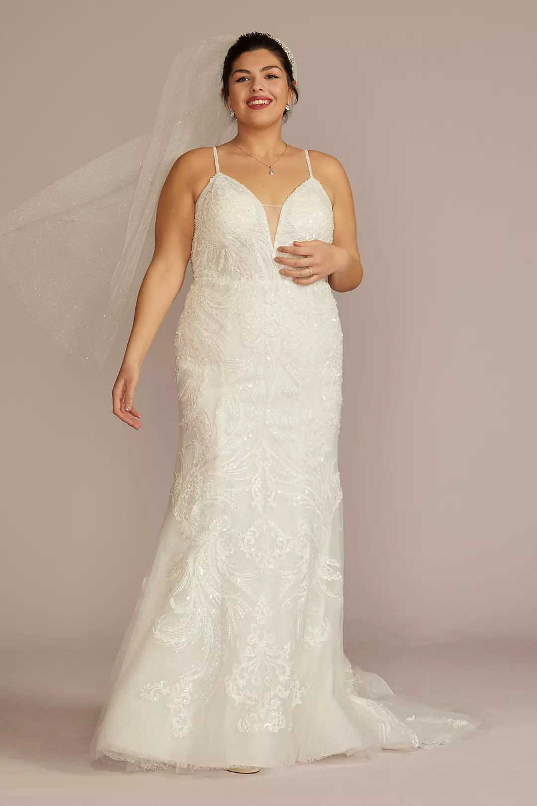Glitter Tulle Lace Mermaid Wedding Dress - Image 13