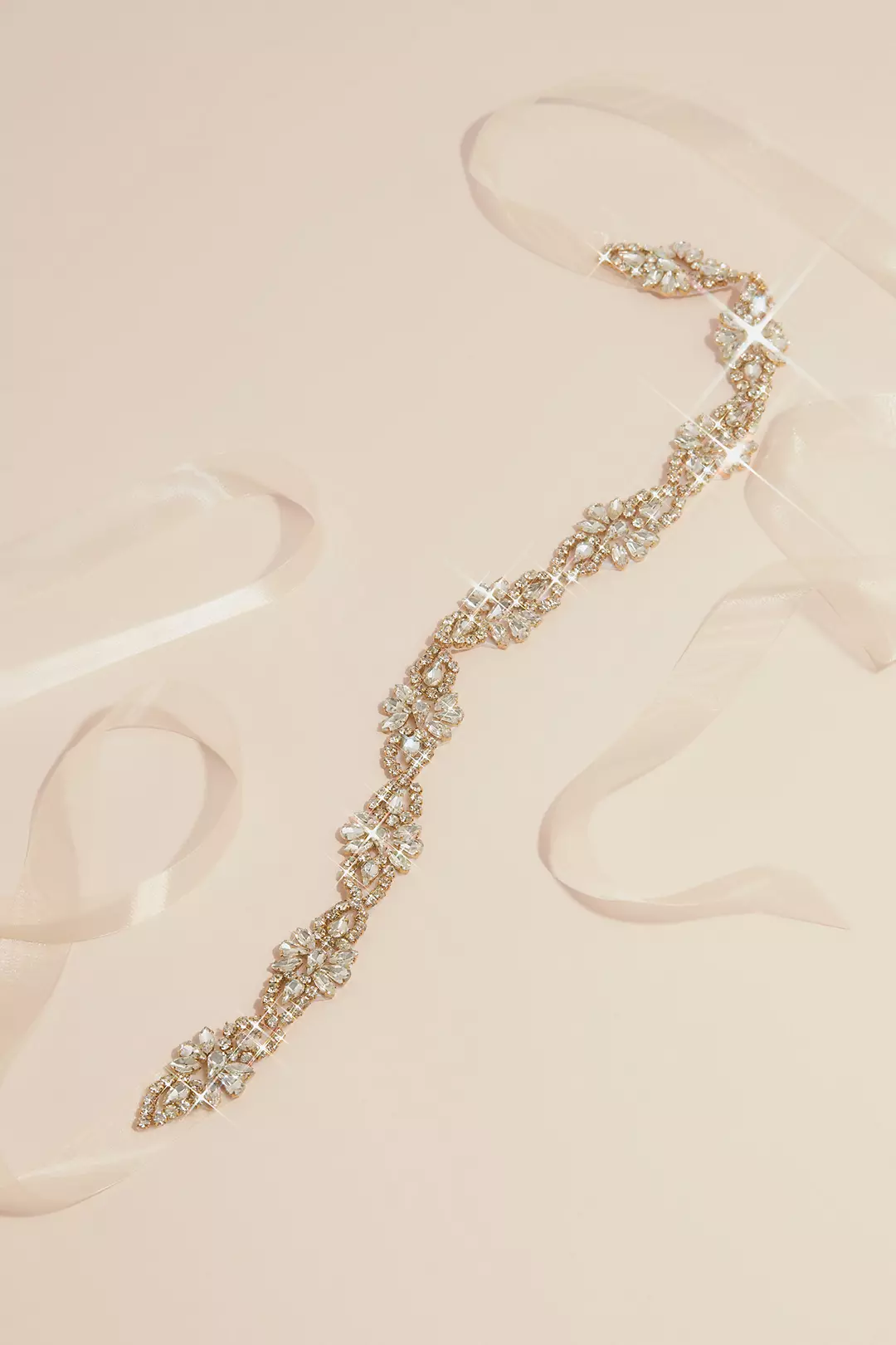 Gold Bead and Crystal Floral Sash