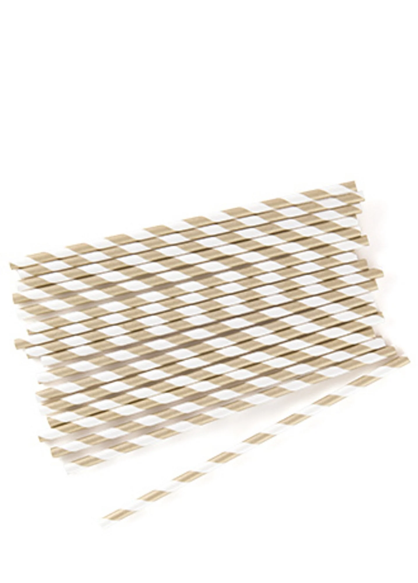 Gold Striped Metallic Paper Straws Set of 75 - Image 2