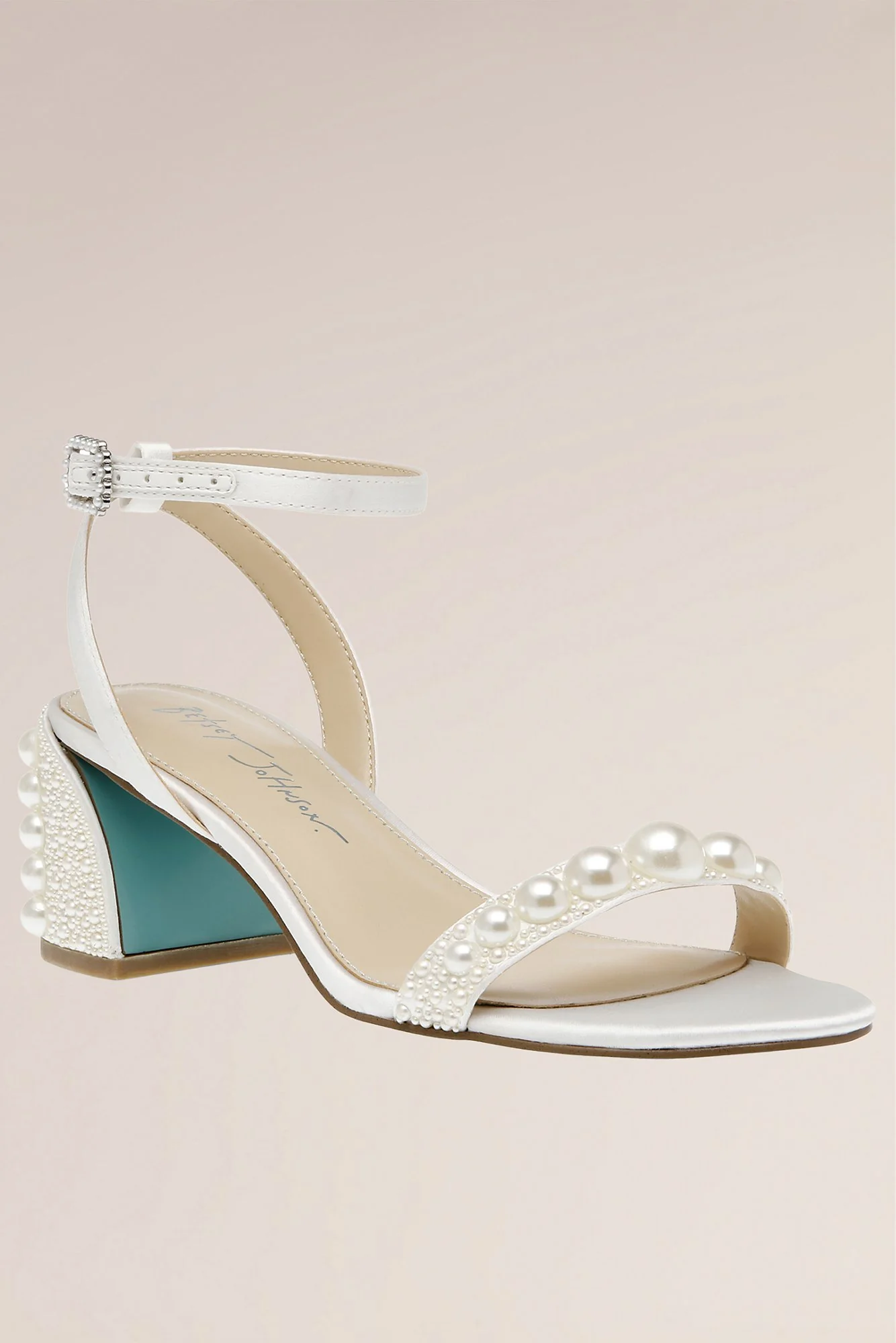 Graduated Pearl Flared Block Heel Sandals