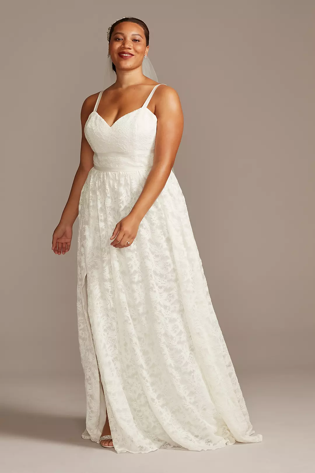 Grosgrain Banded Stretch Lace Wedding Dress - Image 6