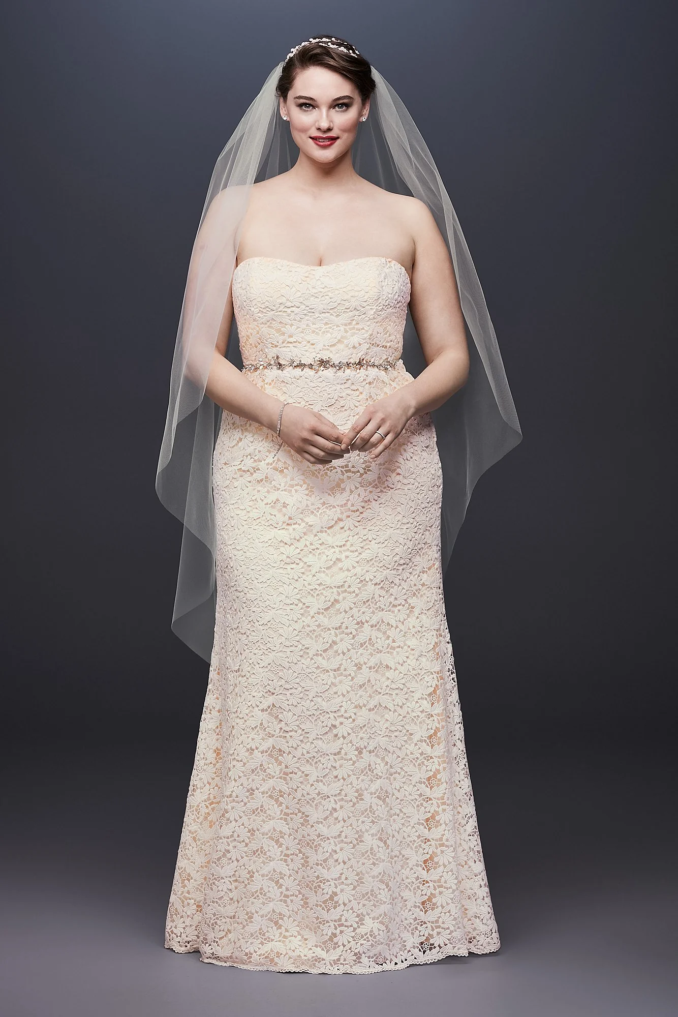 Guipure Lace Sheath Wedding Dress with Ribbon Sash - Image 8