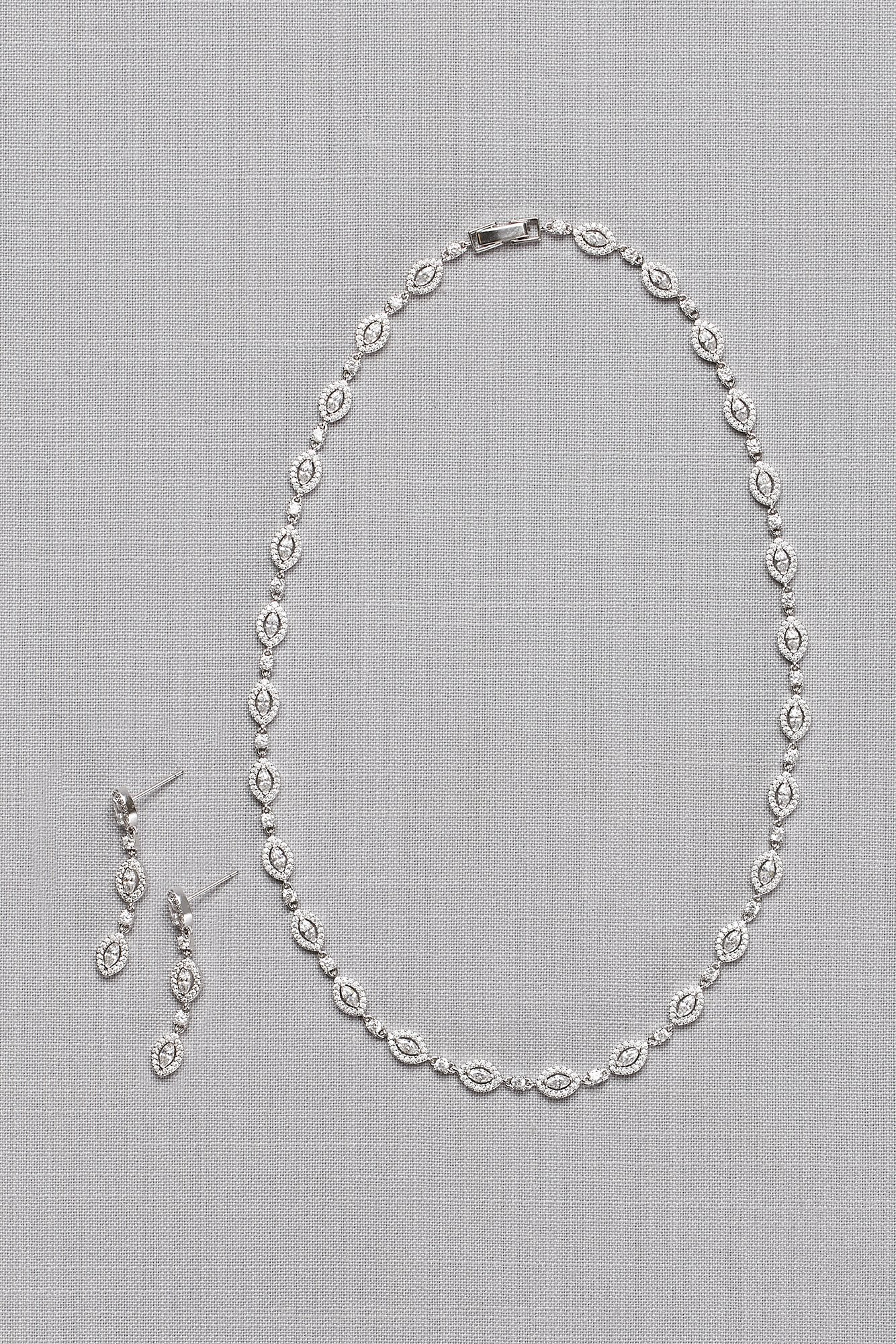 Halo Marquise Cubic Zirconia Jewelry Set