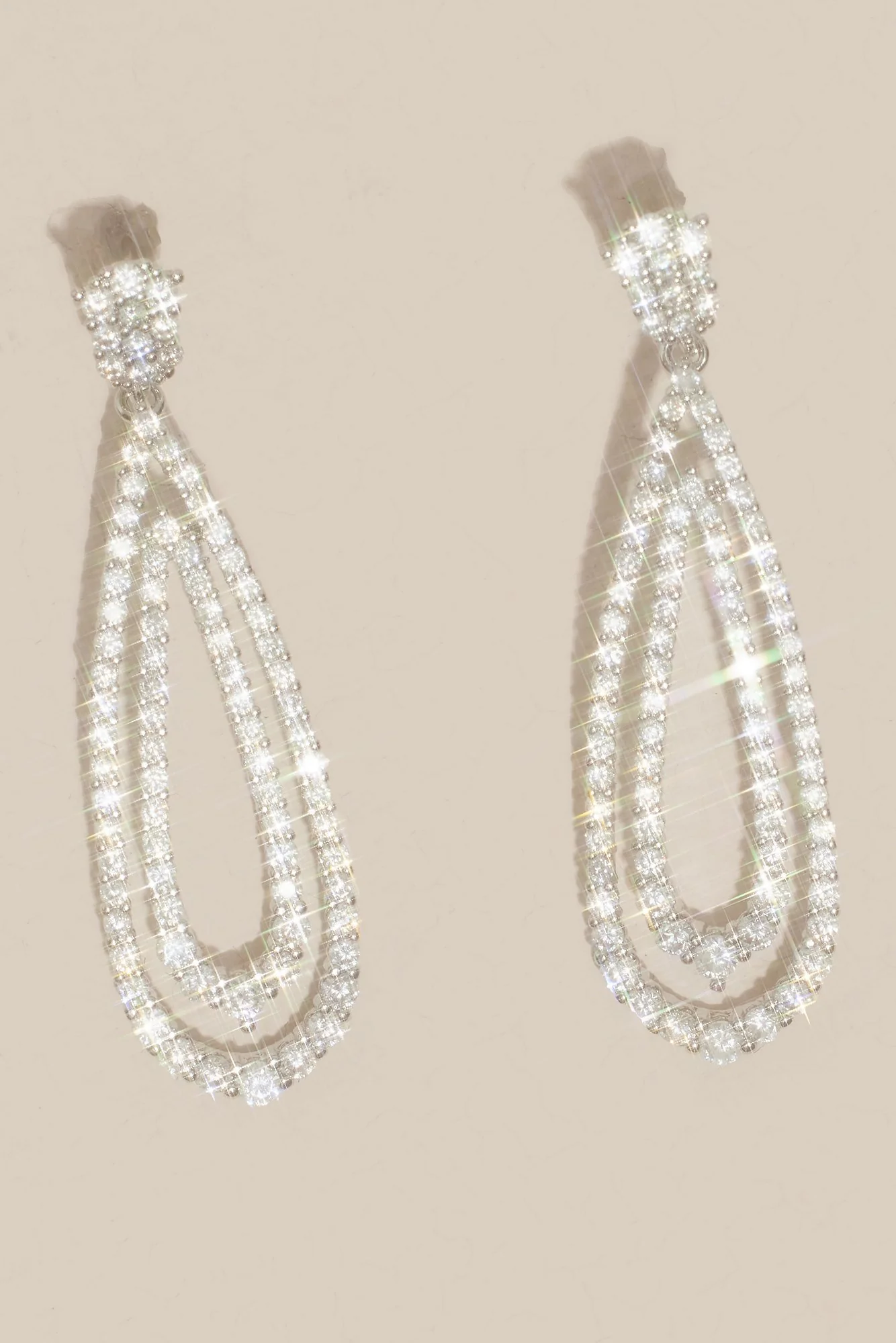Halo Teardrop Cubic Zirconia Earrings