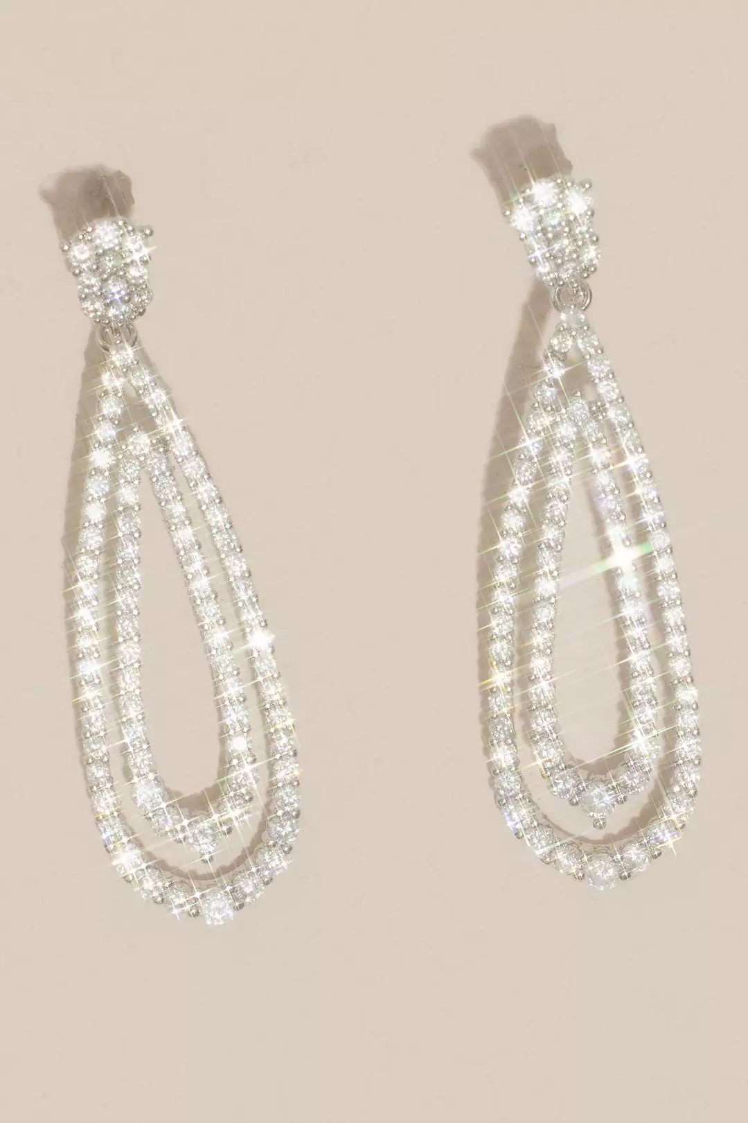 Halo Teardrop Cubic Zirconia Earrings - Image 2