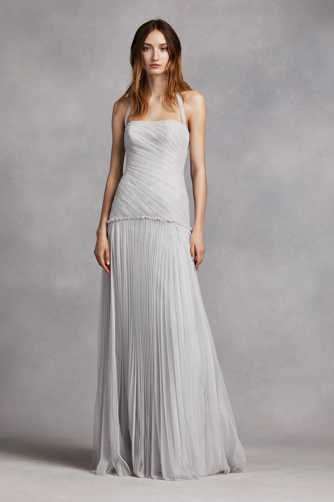 Halter Bobbin Net Drop Waist Pleated Skirt Dress - Image 11